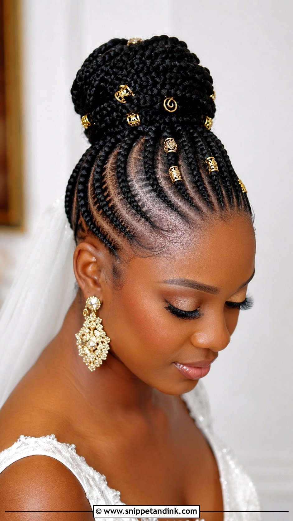 Bridal Cornrows With High Bun - Snippet and Ink - 20 African Bride Hairstyles