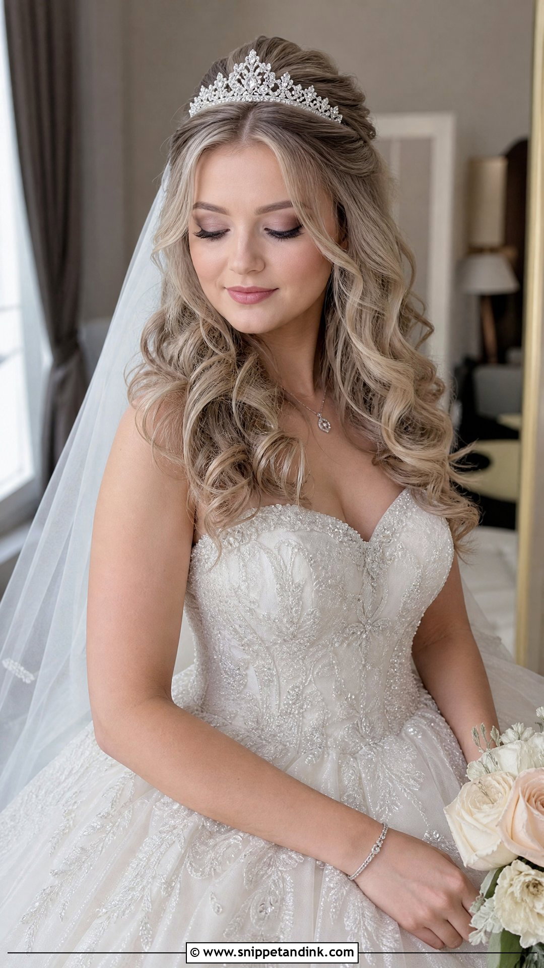 Bridal Curls With Tiara - Snippet and Ink - 15 Bridal Curls Hairstyles