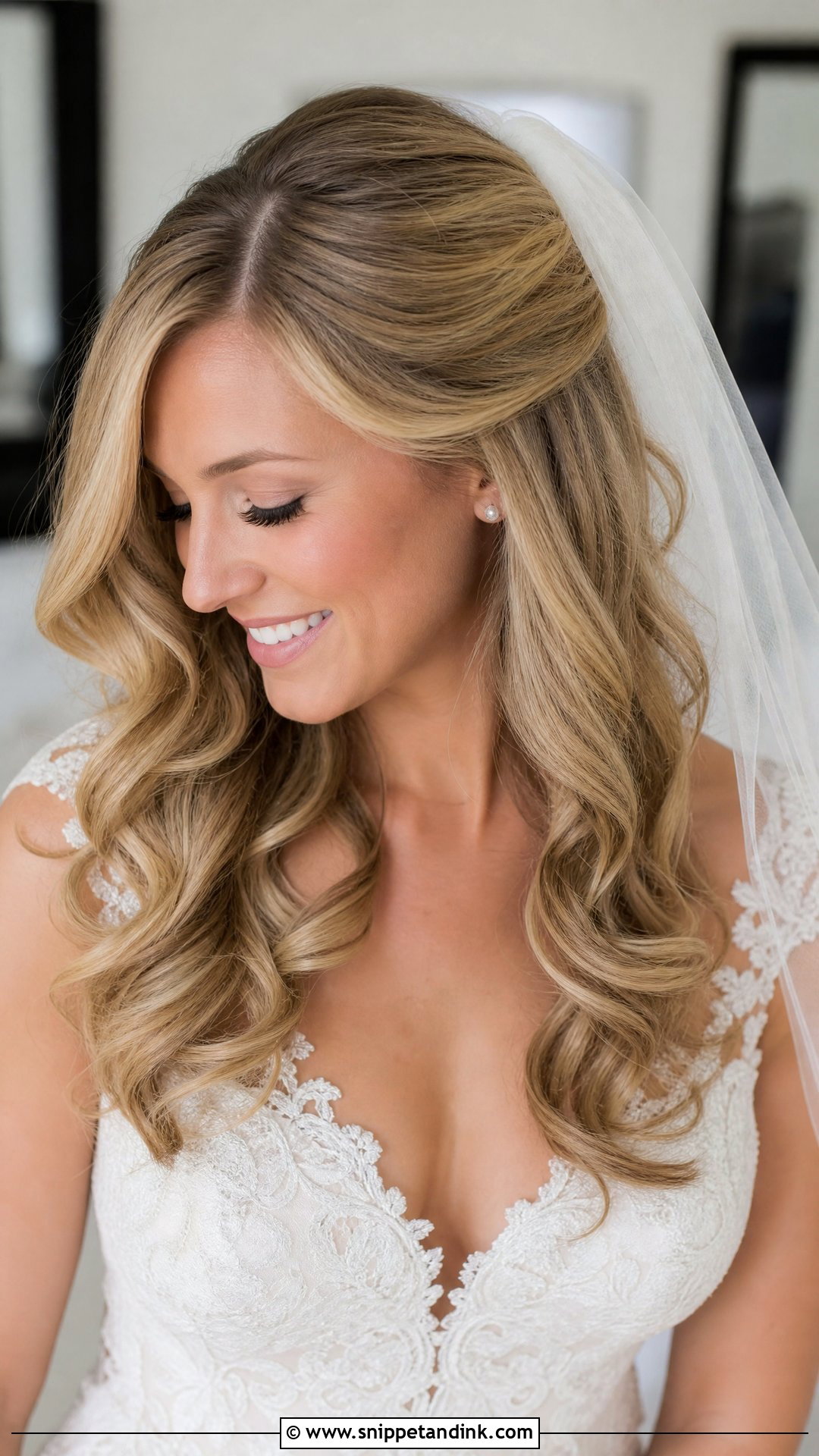 Bridal Curls With Veil - Snippet and Ink - 15 Bridal Traditional Hairstyle Ideas
