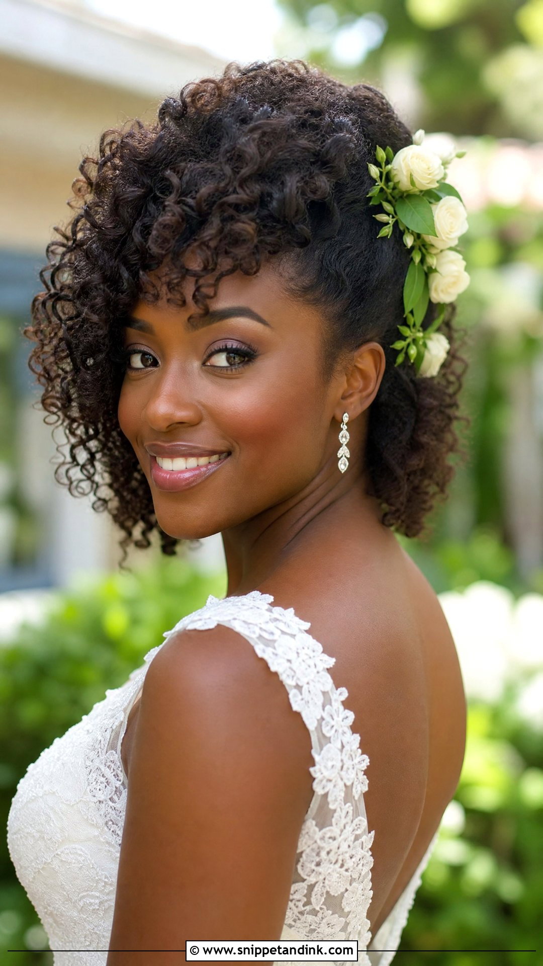 Bridal Curly Hair With Flowers - Snippet and Ink - 15 Bridal Real Flower Hairstyle Ideas