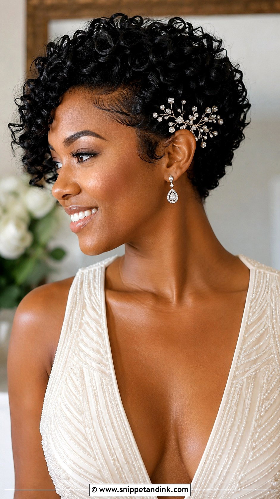 Bridal Curly Pixie Cut - Snippet and Ink - 20 Bridal Hair Short Hair Ideas