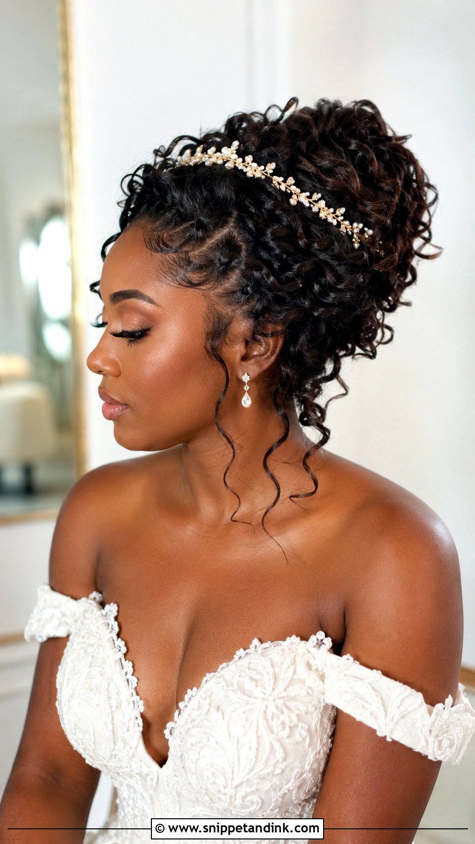 Bridal Curly Updo With Headband - Snippet and Ink - 20 Bridal Hairstyles with Headband