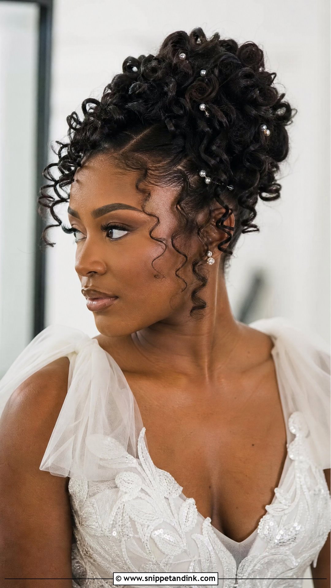 Bridal Curly Updo - Snippet and Ink - 15 Bridal Hair Aesthetic Ideas