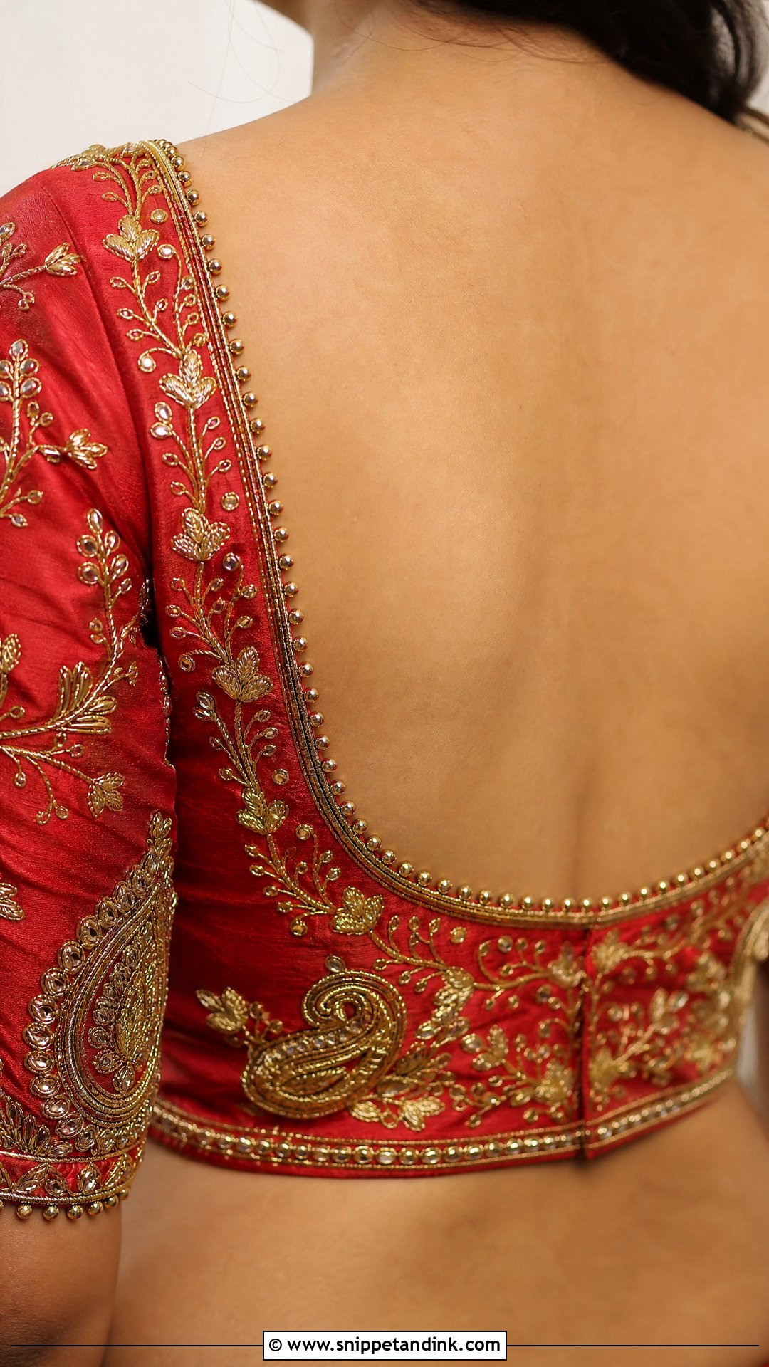 Bridal Deep Back Aari Work Blouse - Snippet and Ink - 25 Bridal Aari Work Ideas