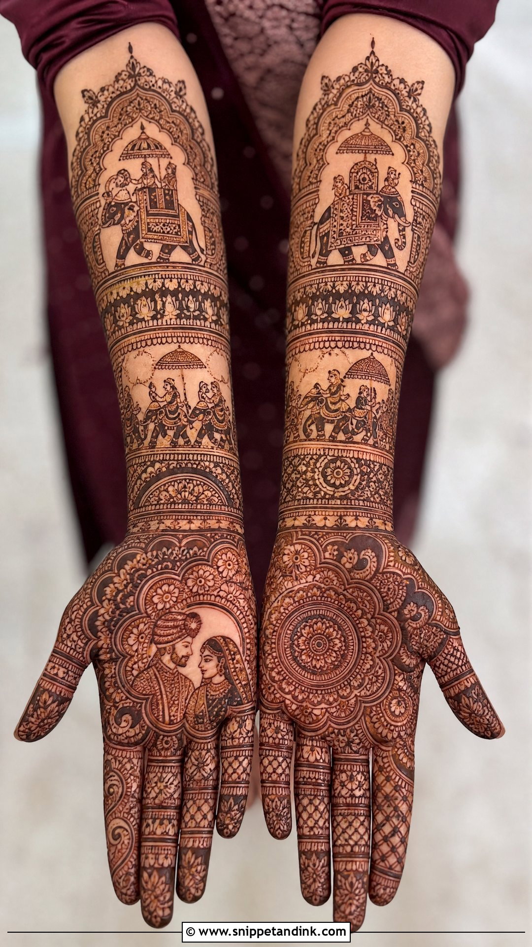 Bridal Elephant Mehndi Design For Full Arms - Snippet and Ink - 20 Bridal Elephant Mehndi Designs