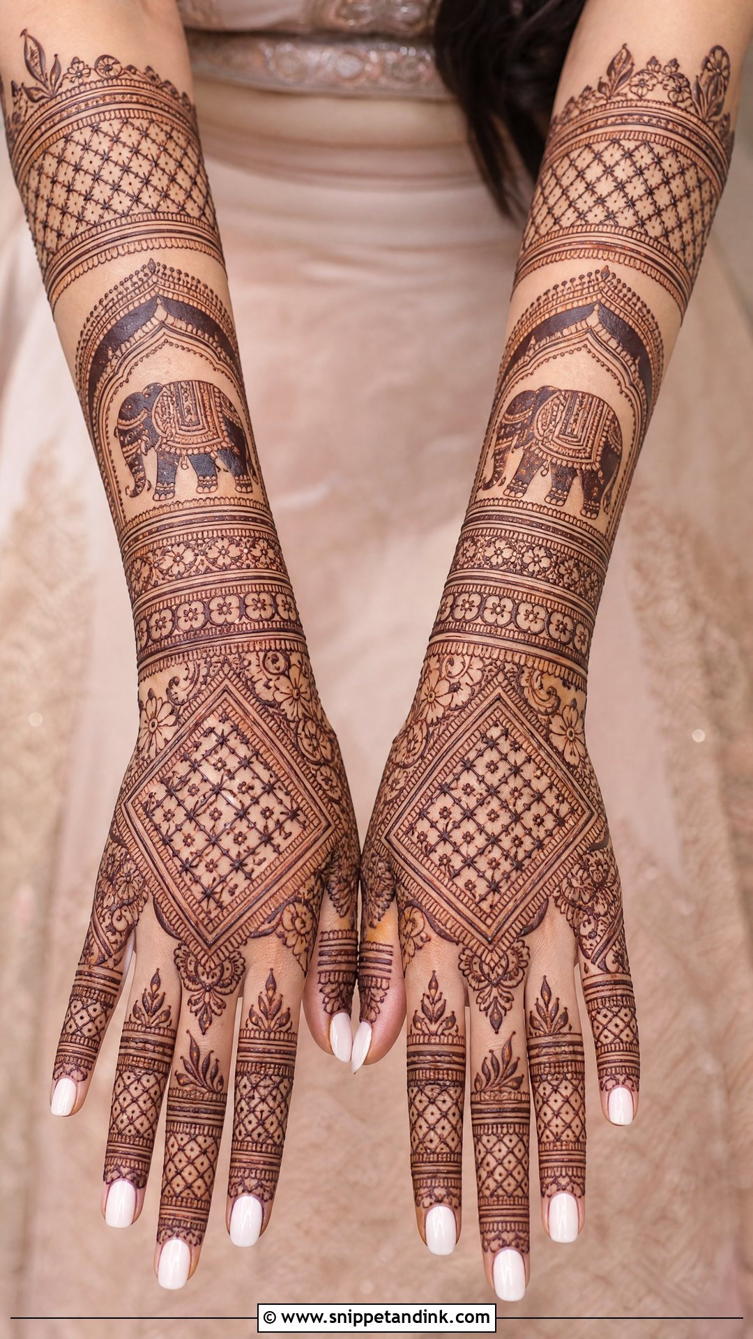 Bridal Elephant Mehndi Design With Jaali - Snippet and Ink - 20 Bridal Elephant Mehndi Designs