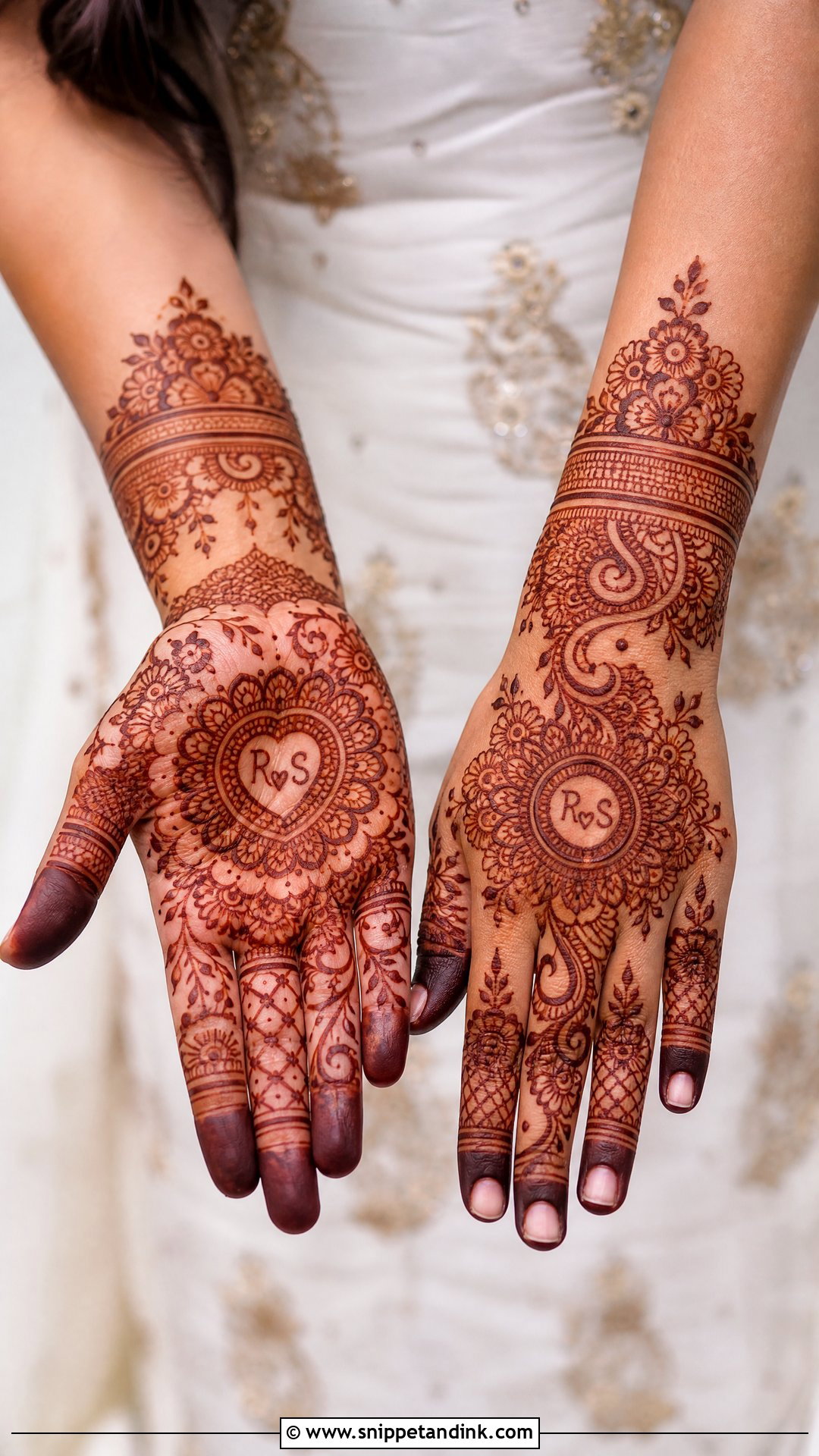 Bridal Engagement Mehndi With Initials - Snippet and Ink - 20 Engagement Mehndi for Bride Ideas