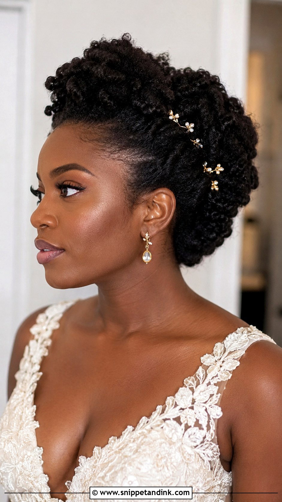 Bridal Engagement Natural Hair Updo - Snippet and Ink - 20 Bridal Engagement Hairstyle Ideas