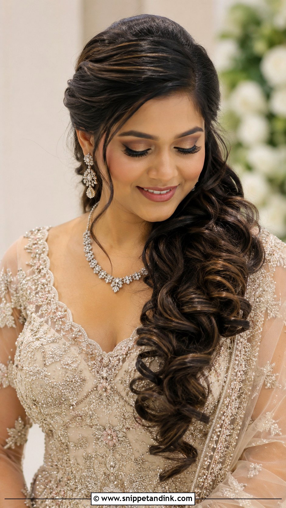 Bridal Engagement Side Swept Curls - Snippet and Ink - 20 Bridal Engagement Hairstyle Ideas