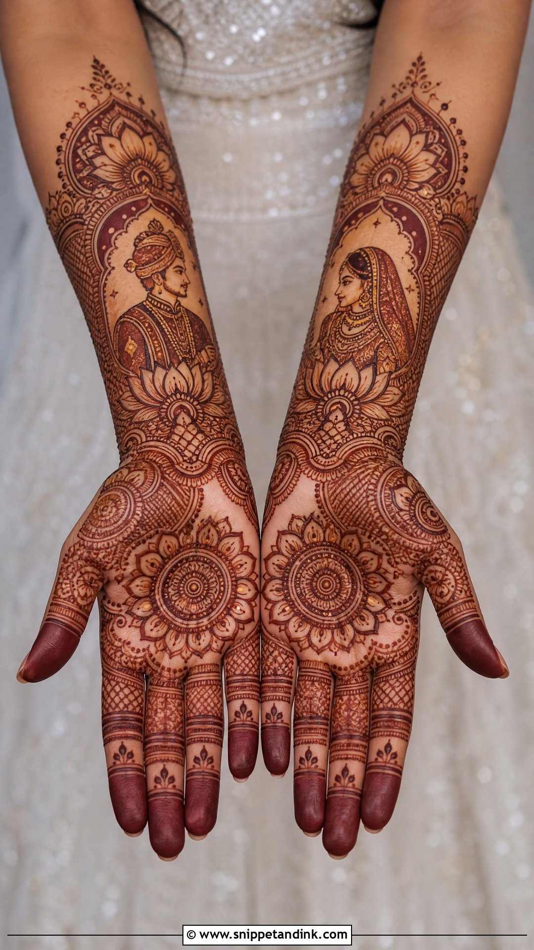 Bridal Figure Mehndi With Lotus - Snippet and Ink - 25 Bridal Figure Mehndi Designs