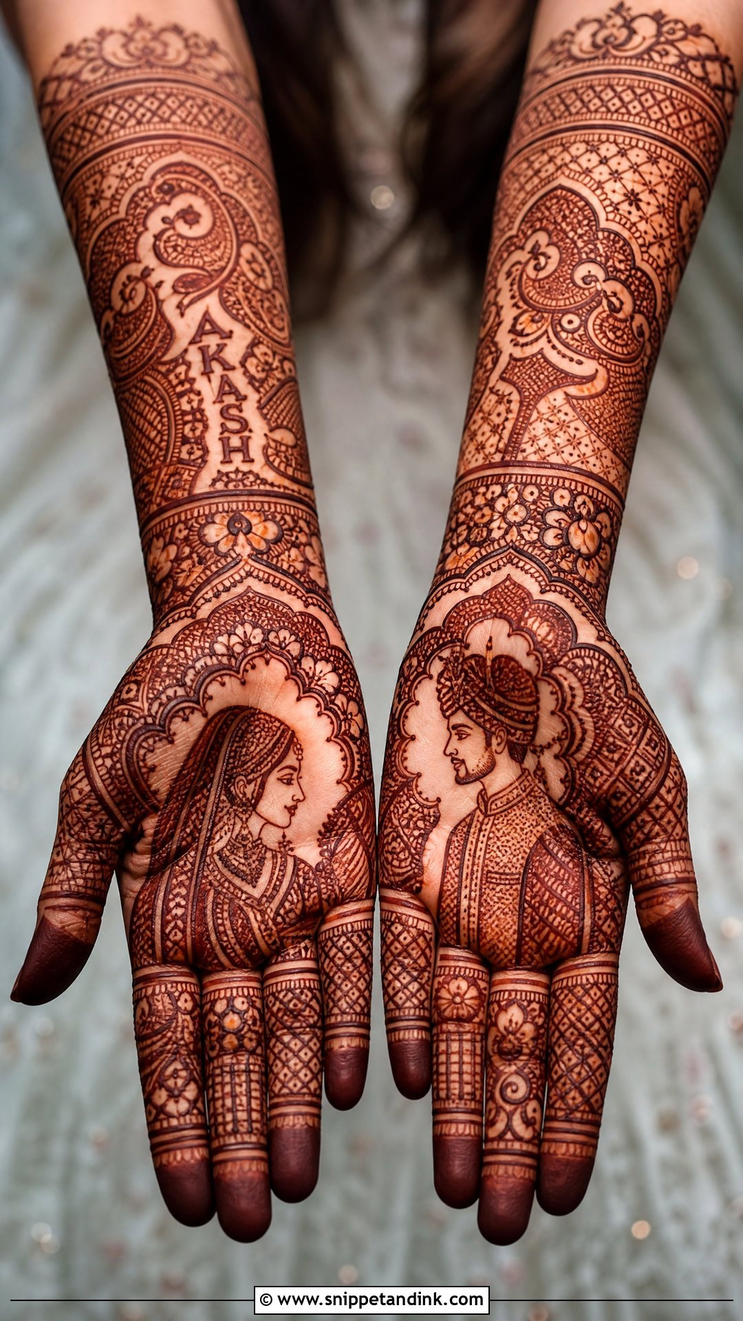 Bridal Figure Mehndi With Names - Snippet and Ink - 25 Bridal Figure Mehndi Designs