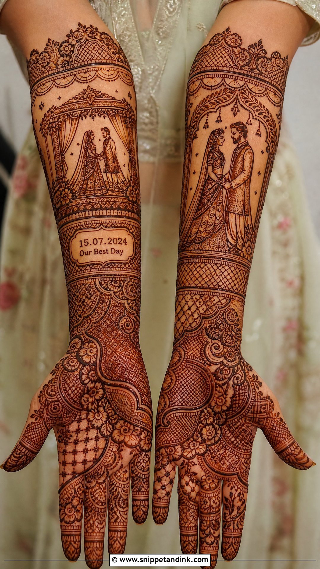 Bridal Figure Mehndi With Wedding Date - Snippet and Ink - 25 Bridal Figure Mehndi Designs