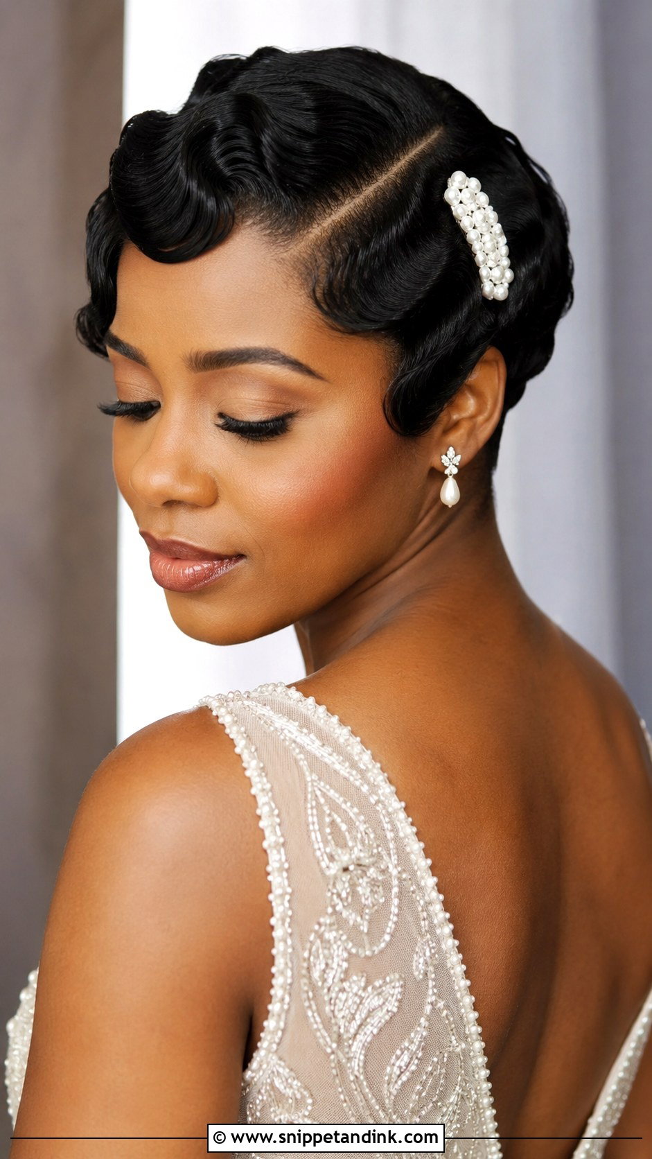 Bridal Finger Waves Black Hair - Snippet and Ink - 20 Bridal Hair Black Hair Ideas