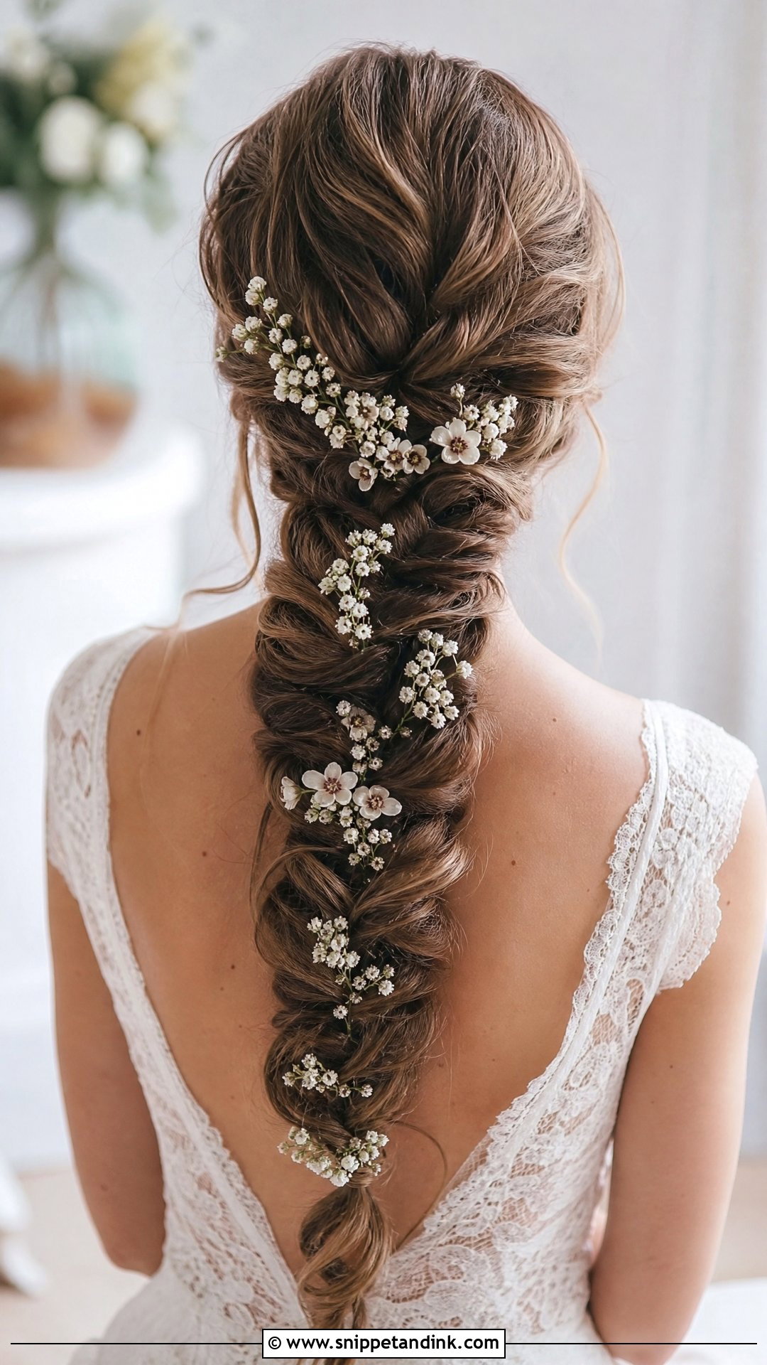Bridal Fishtail Braid With Flowers - Snippet and Ink - 15 Bridal Hairstyles Flowers