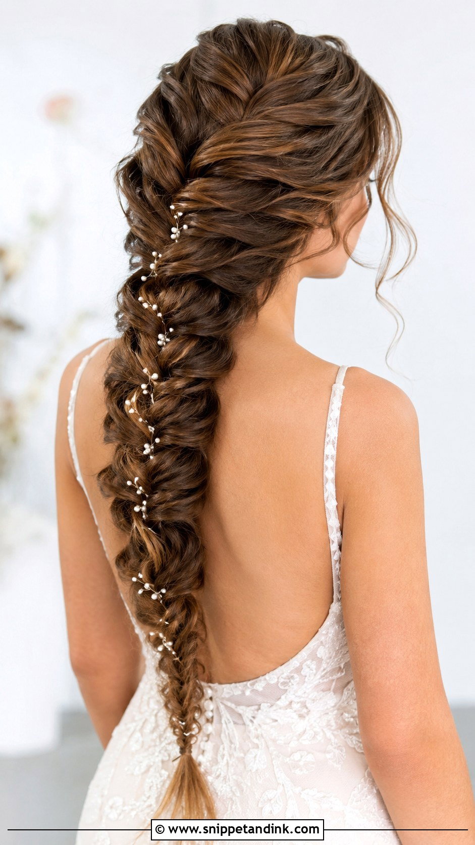 Bridal Fishtail Braid With Pearls - Snippet and Ink - 20 Bridal Hair with Accessories