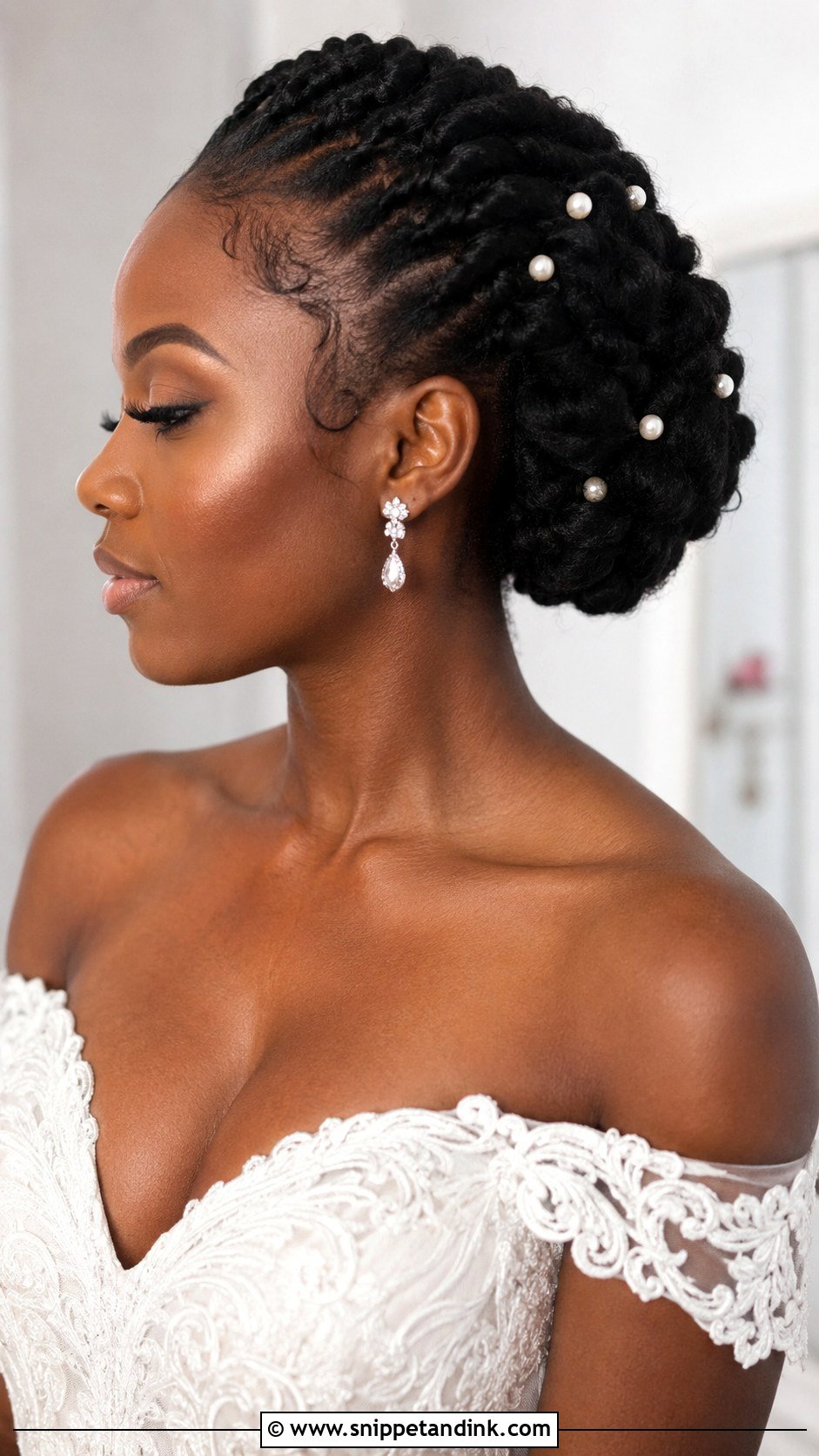 Bridal Flat Twist Updo - Snippet and Ink - 20 Bridal Hair Black Hair Ideas