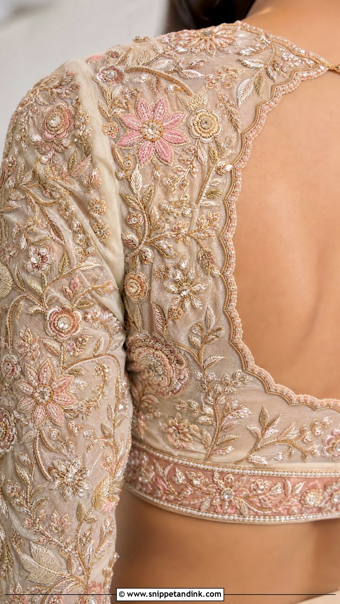 Bridal Floral Aari Work Blouse - Snippet and Ink - 25 Bridal Aari Work Ideas