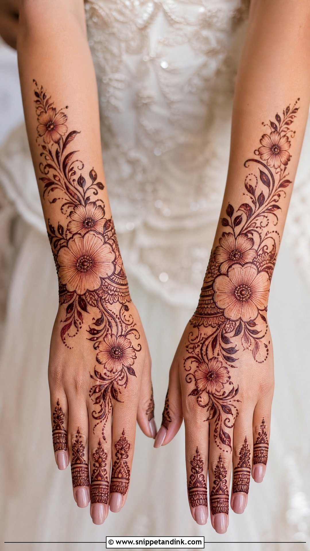 Bridal Floral Mehndi Design - Snippet and Ink - 20 Bridal Henna (Mehndi) Design Ideas