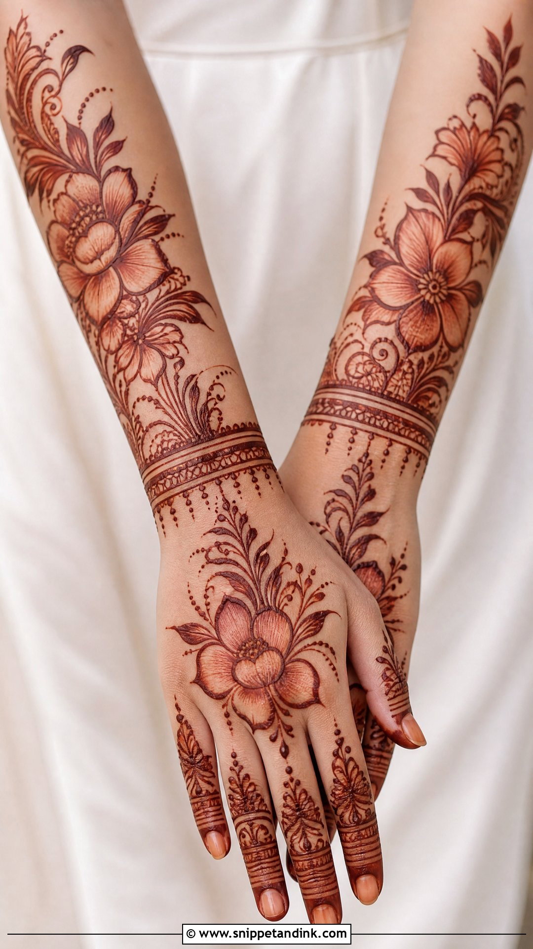 Bridal Floral Mehndi - Snippet and Ink - 25 Mehndi Bridal Look Ideas