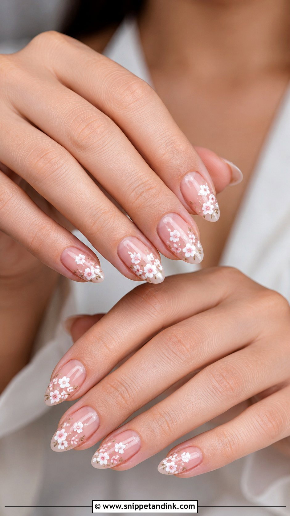 Bridal Floral Nails - Snippet and Ink - 20 Bridal Nail Set Ideas
