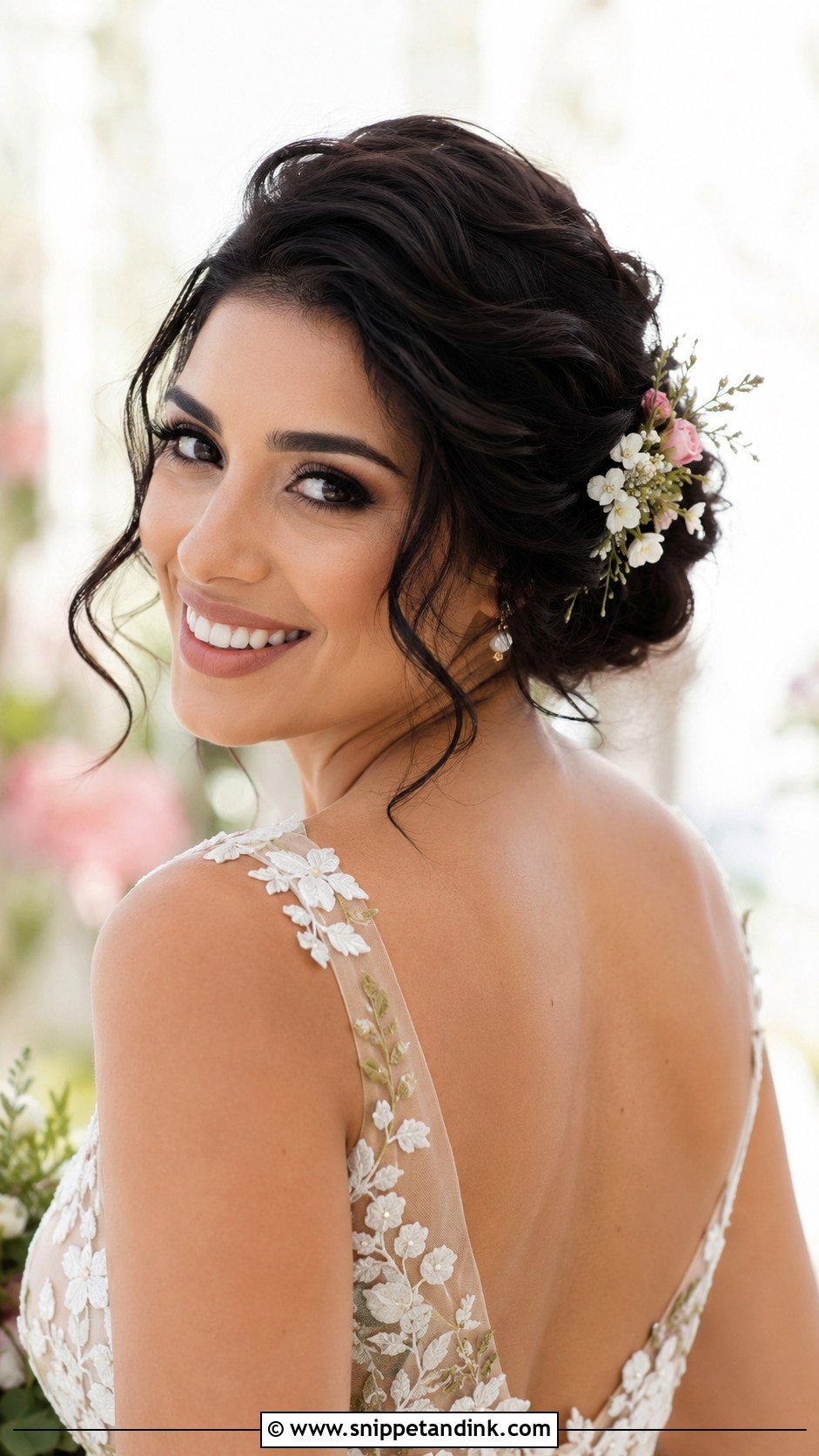 Bridal Floral Updo For Round Face - Snippet and Ink - 20 Bridal Hair Styles for Round Face
