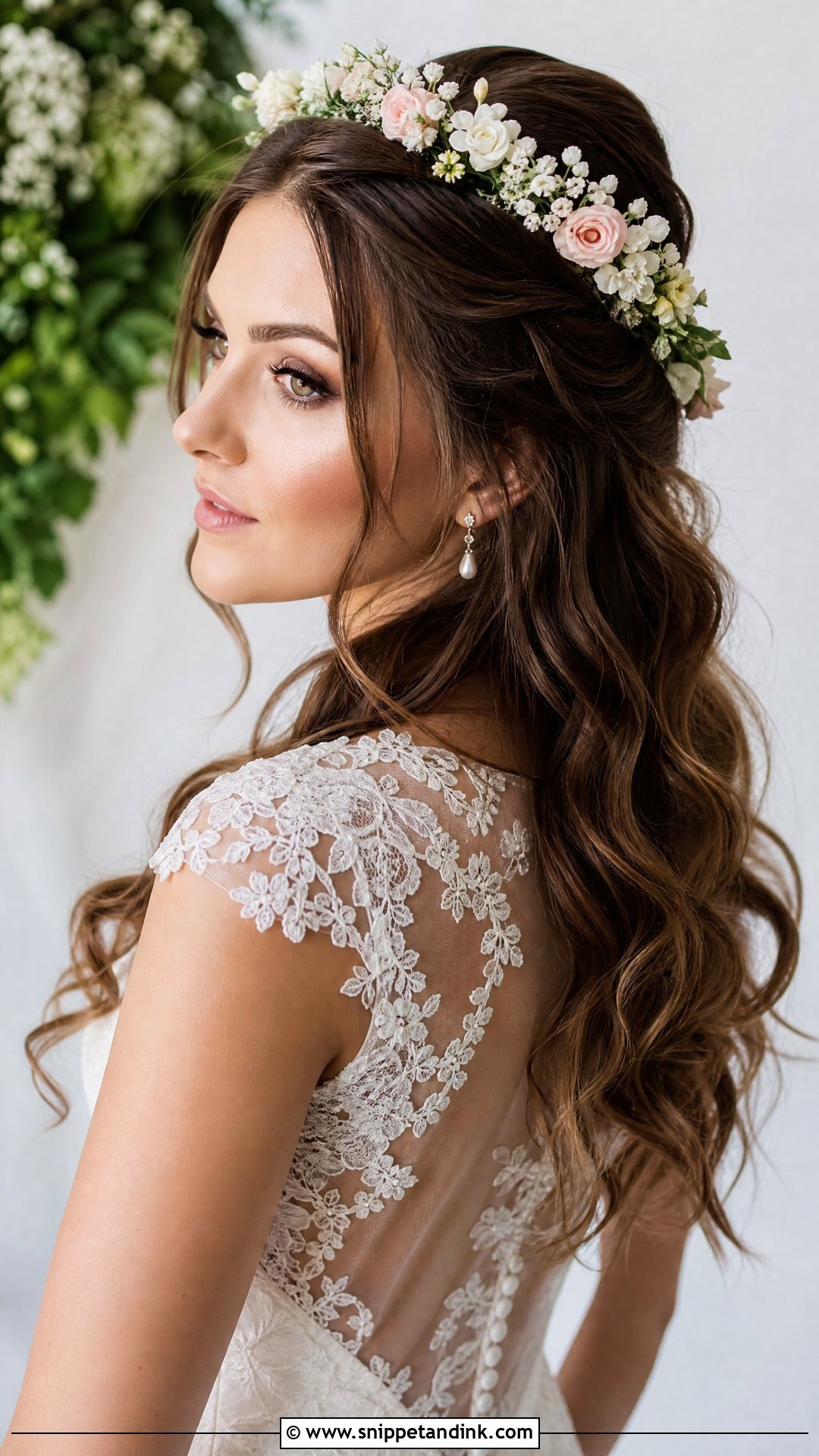 Bridal Flower Crown Half Up Half Down - Snippet and Ink - 15 Bridal Flower Crown Hairstyles