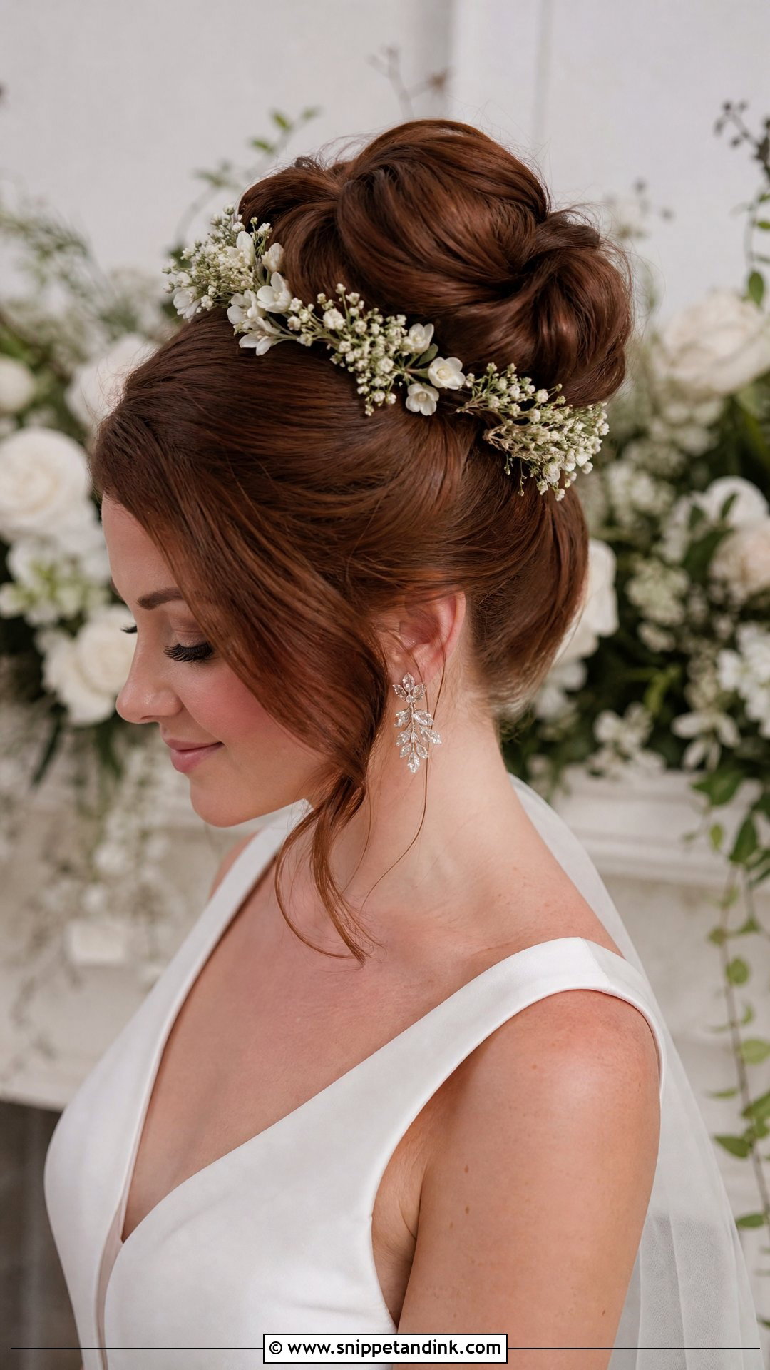 Bridal Flower Crown High Bun - Snippet and Ink - 15 Bridal Flower Crown Hairstyles