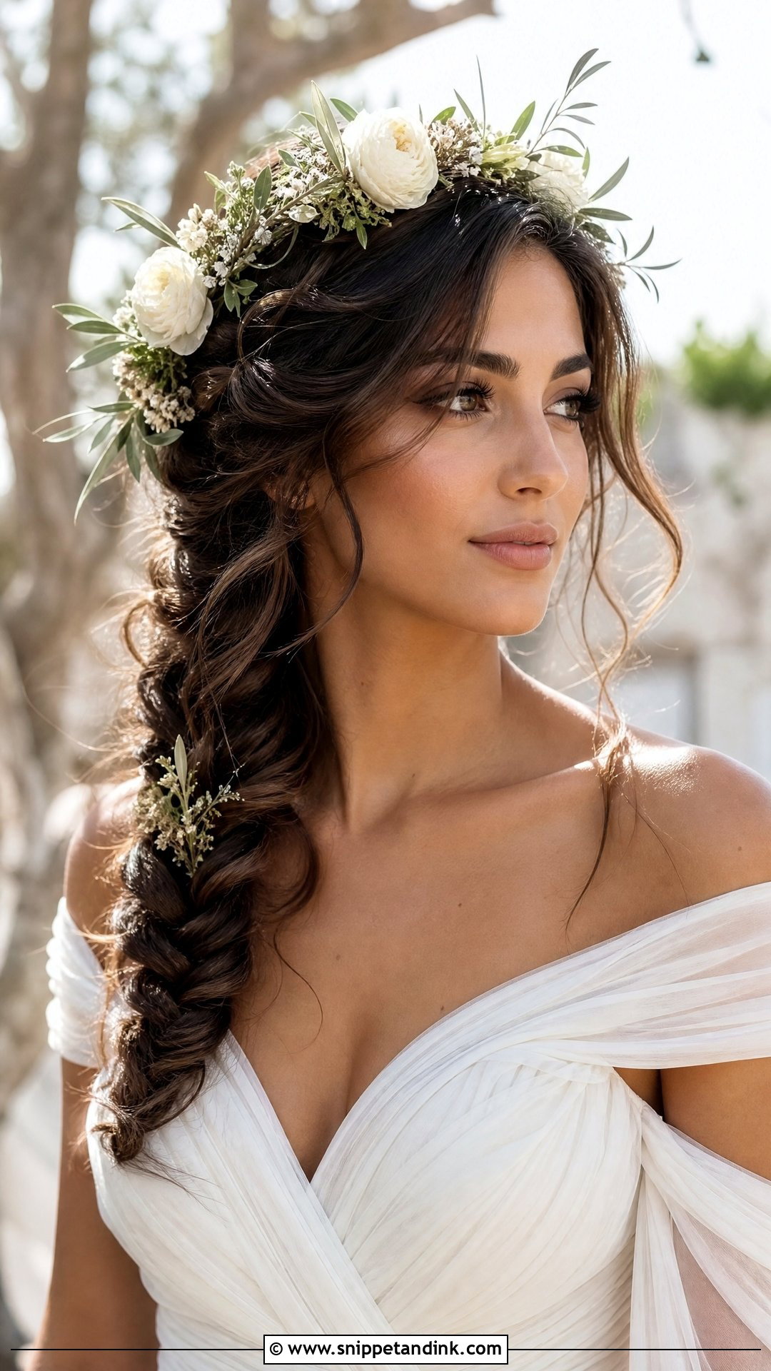 Bridal Flower Crown Side Braid - Snippet and Ink - 15 Bridal Flower Crown Hairstyles