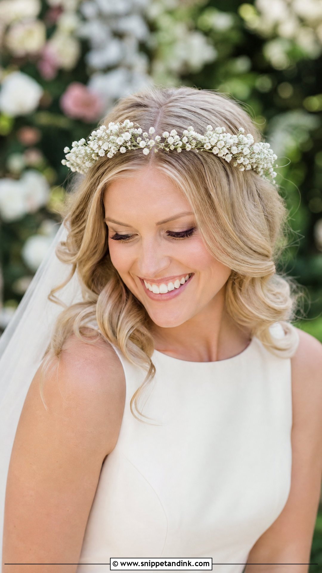 Bridal Flower Crown With Babys Breath - Snippet and Ink - 15 Bridal Flower Crown Hairstyles