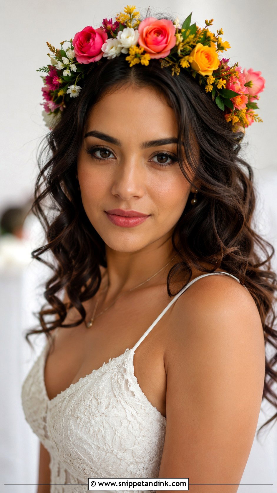 Bridal Flower Crown With Colorful Flowers - Snippet and Ink - 20 Bridal Hair Flower Crown Ideas