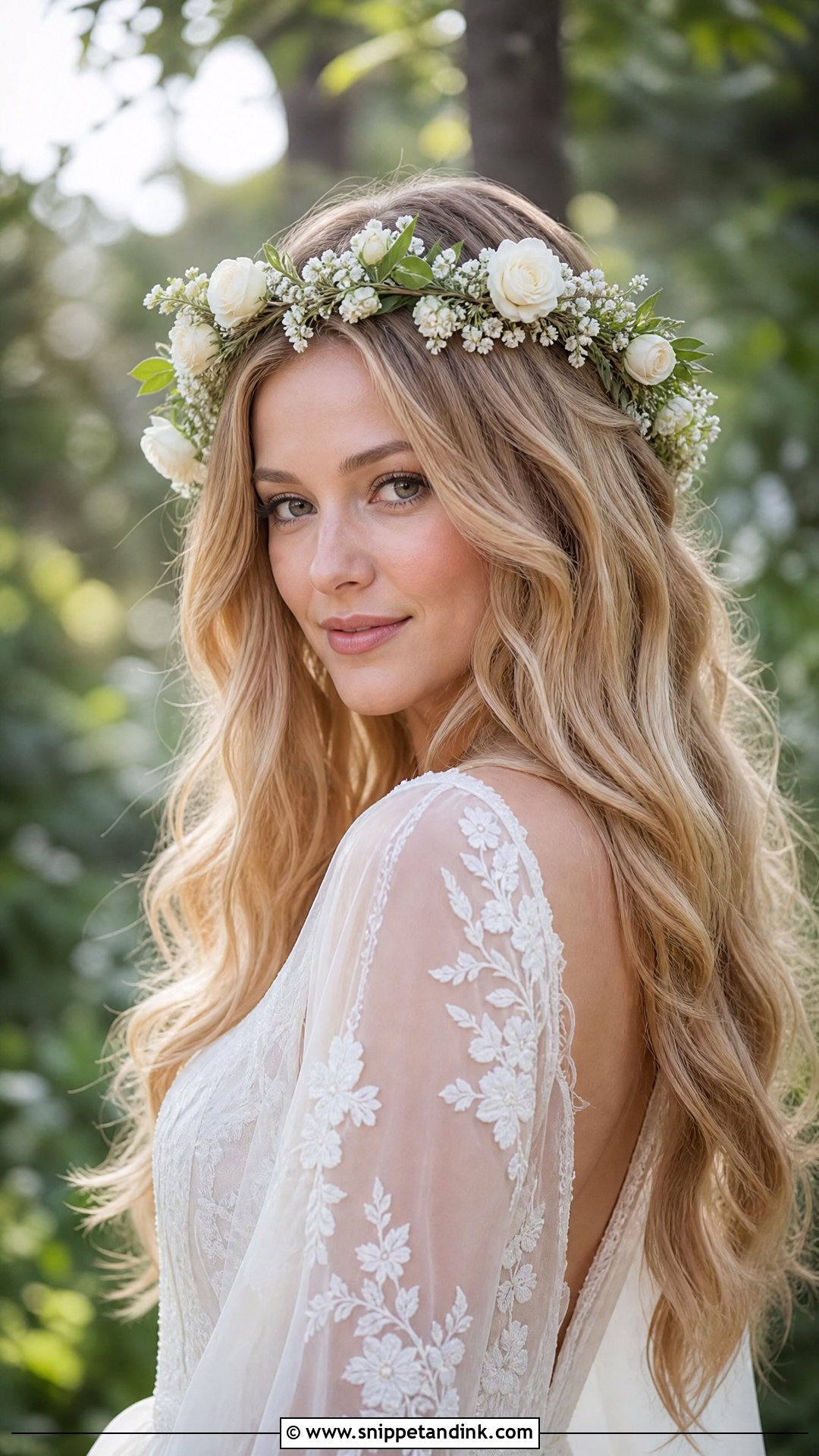 Bridal Flower Crown With Loose Waves - Snippet and Ink - 15 Bridal Flower Crown Hairstyles