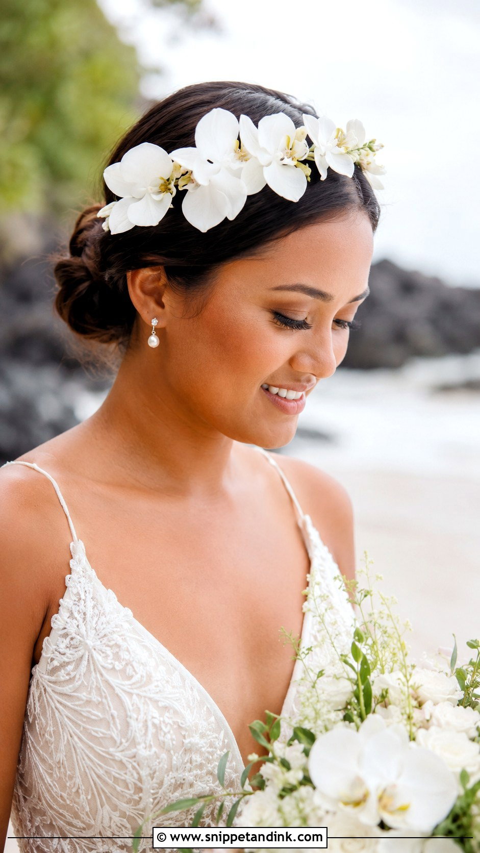 Bridal Flower Crown With Orchids - Snippet and Ink - 20 Bridal Hair Flower Crown Ideas