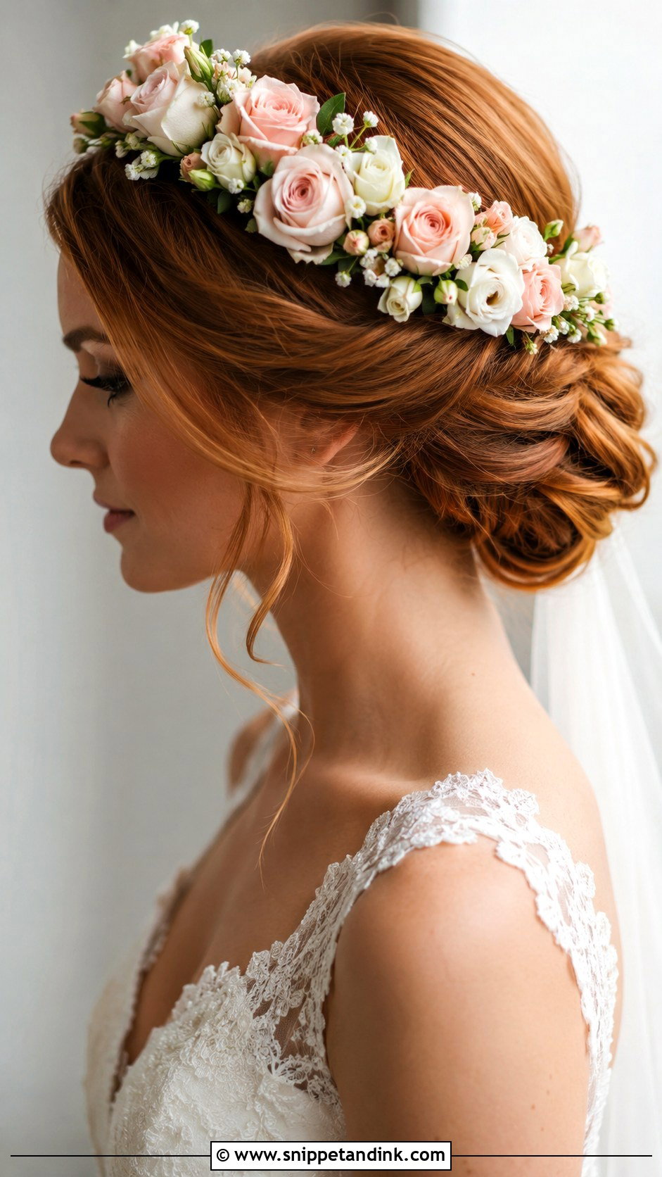 Bridal Flower Crown With Roses - Snippet and Ink - 20 Bridal Hair Flower Crown Ideas