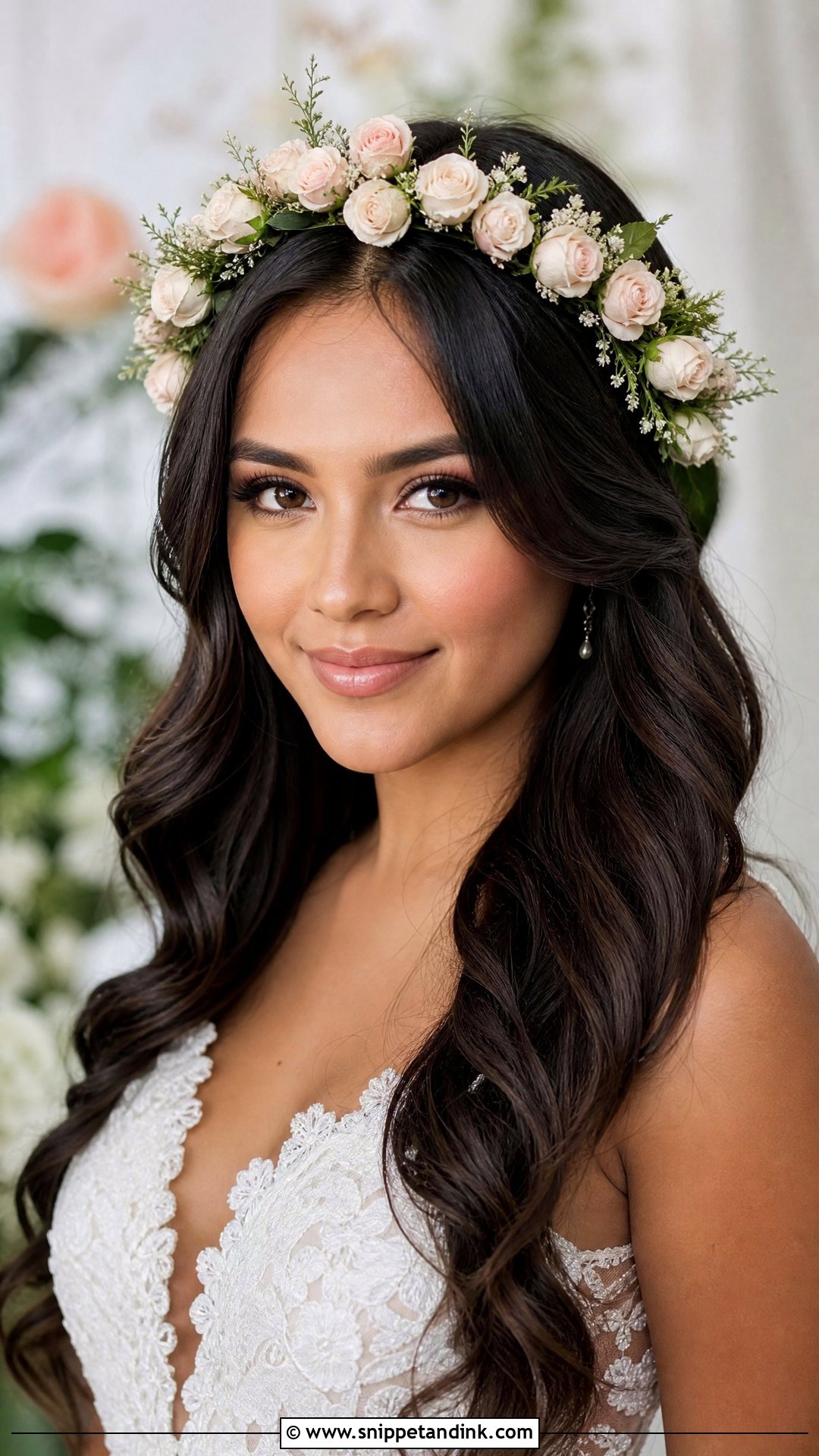 Bridal Flower Crown With Roses - Snippet and Ink - 15 Bridal Flower Crown Hairstyles