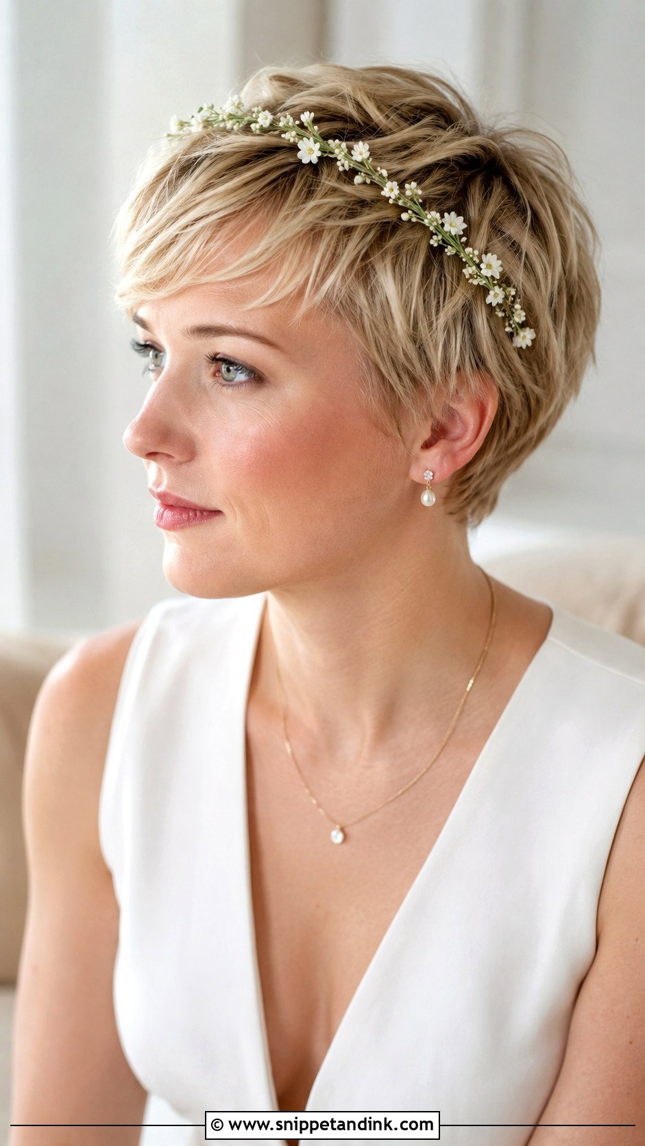 Bridal Flower Crown With Short Hair - Snippet and Ink - 20 Bridal Hair Flower Crown Ideas