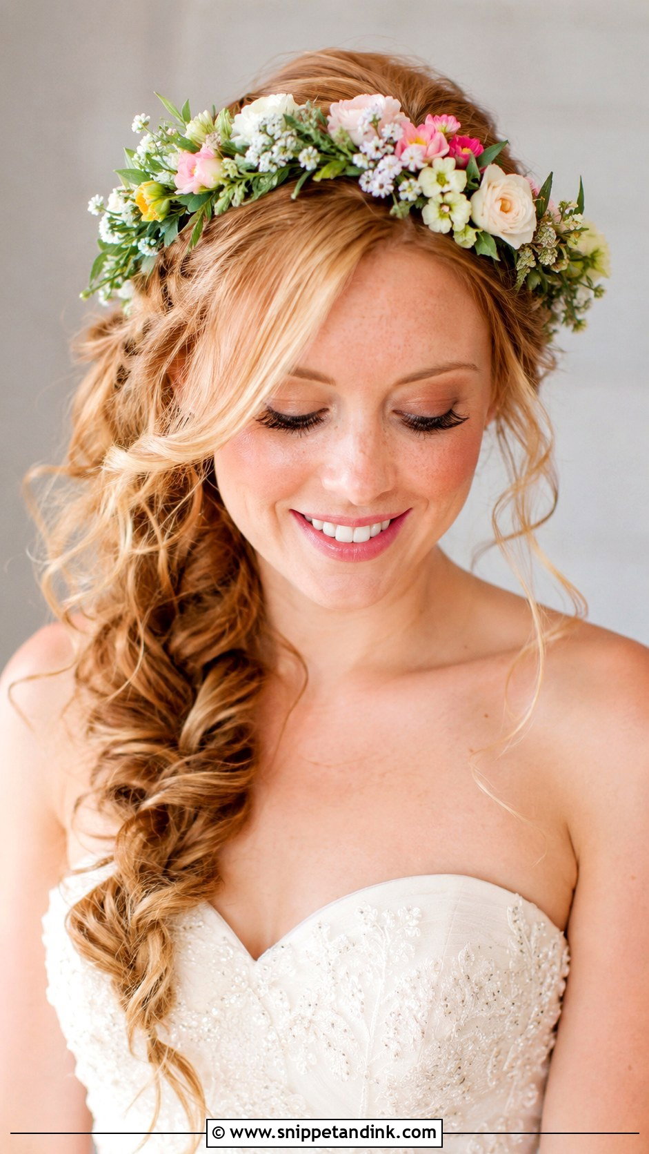 Bridal Flower Crown With Side Braid - Snippet and Ink - 20 Bridal Hair Flower Crown Ideas