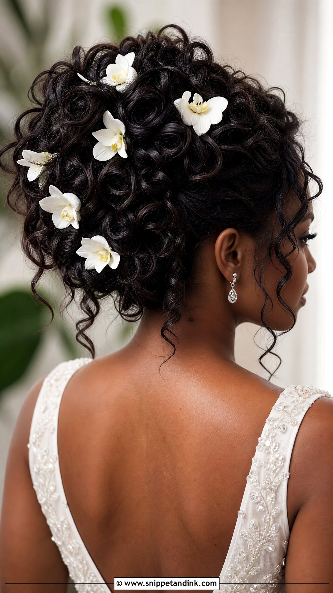 Bridal Flower Curly Updo - Snippet and Ink - 15 Bridal Flower Hairstyles