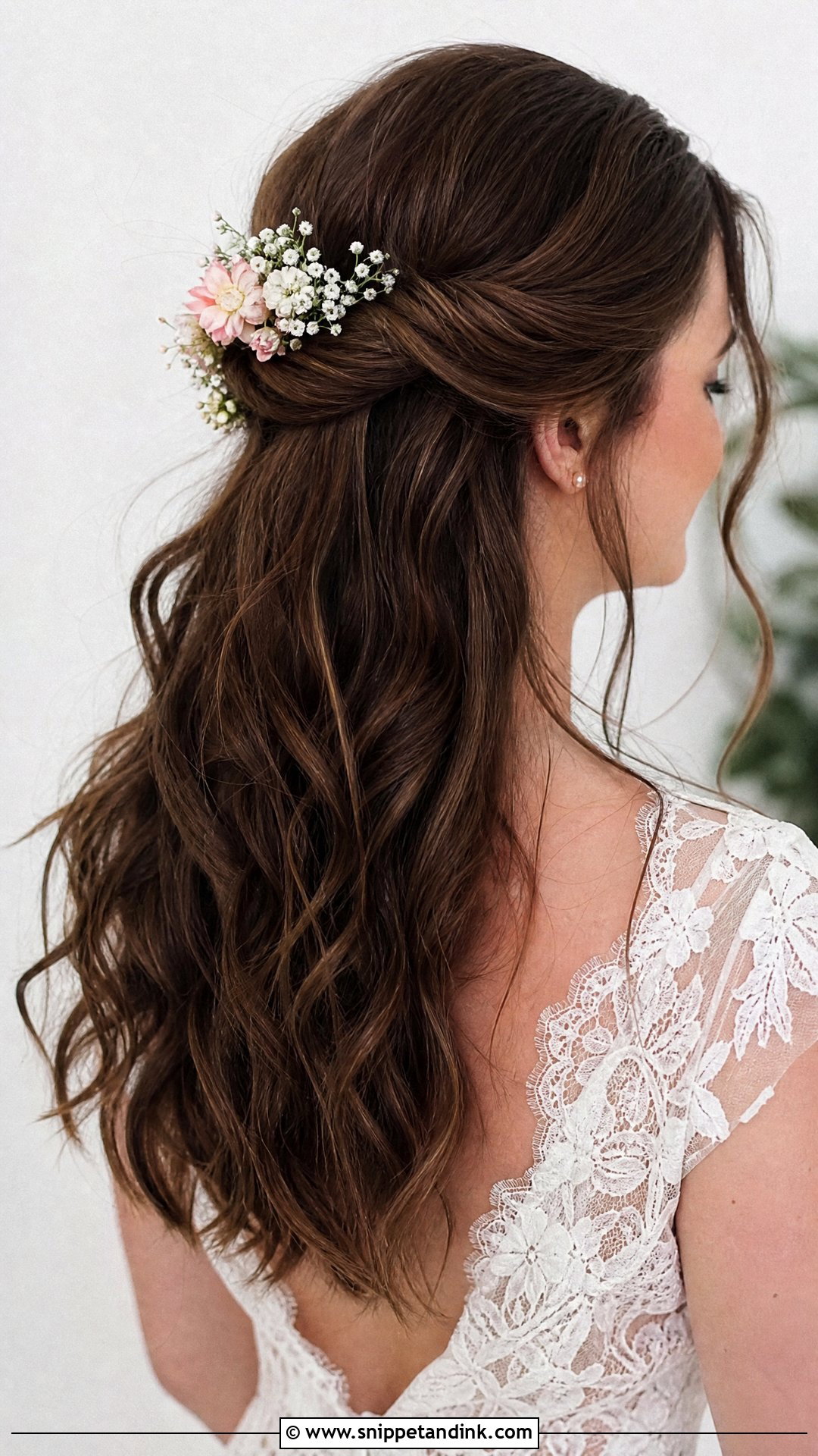 Bridal Flower Half Up Half Down - Snippet and Ink - 15 Bridal Flower Hairstyles