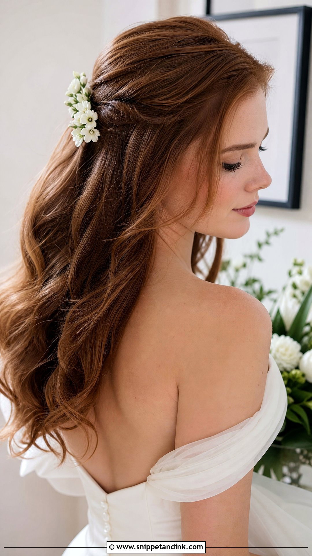 Bridal Flower Loose Waves - Snippet and Ink - 15 Bridal Flower Hairstyles