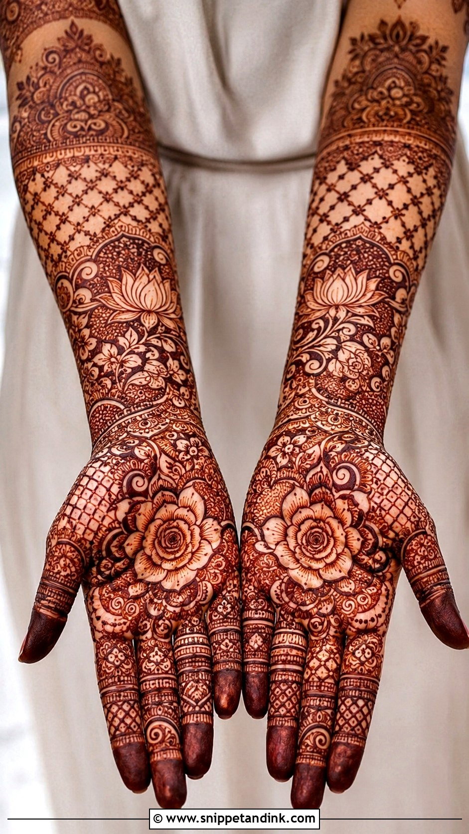 Bridal Flower Mehndi Design - Snippet and Ink - 35 Flower Mehndi Designs