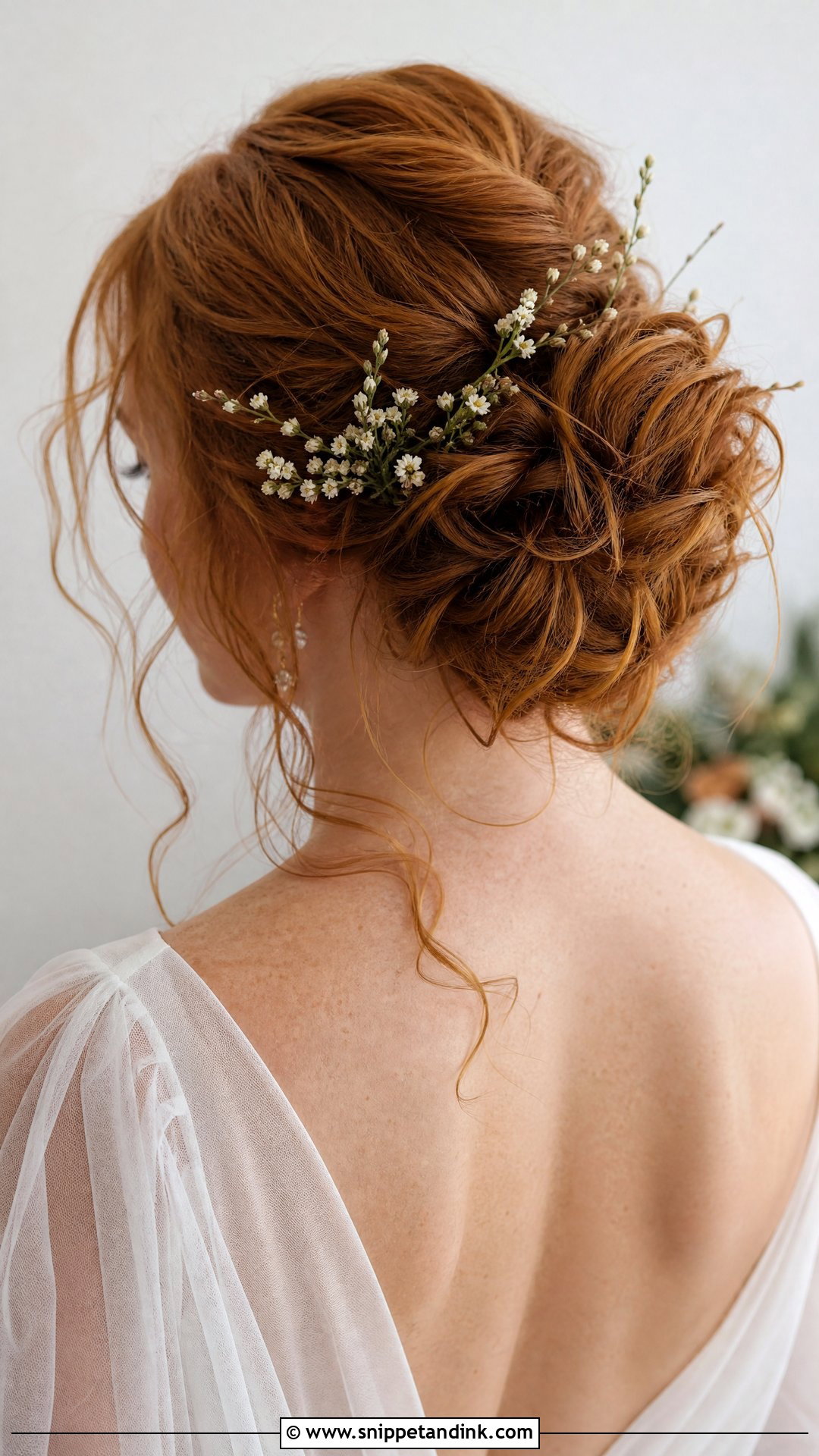 Bridal Flower Messy Bun - Snippet and Ink - 15 Bridal Flower Hairstyles