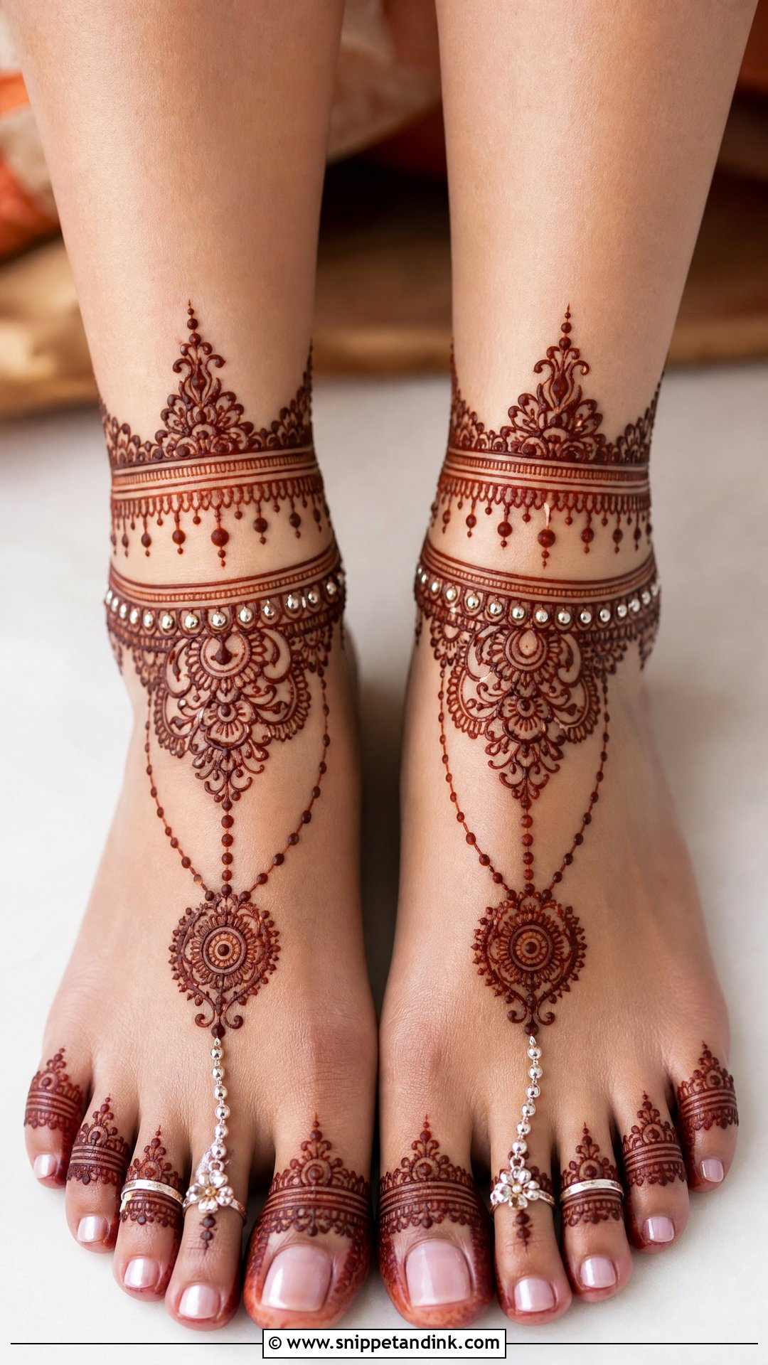 Bridal Foot Mehndi With Anklet Pattern - Snippet and Ink - 25 Bridal Foot Mehndi Designs