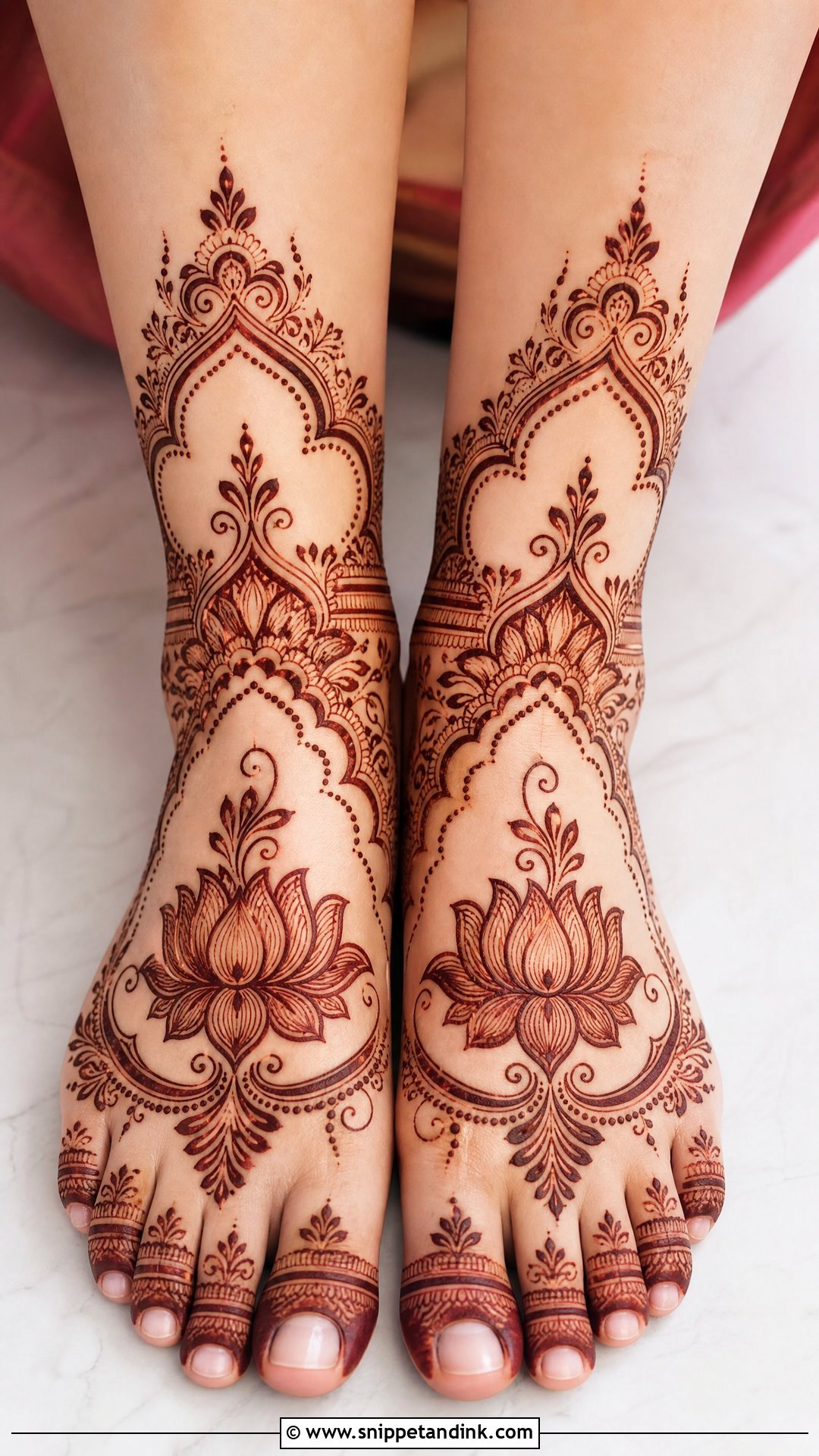 Bridal Foot Mehndi With Lotus - Snippet and Ink - 20 Simple Indian Bridal Mehndi Leg Mehendi Design Ideas