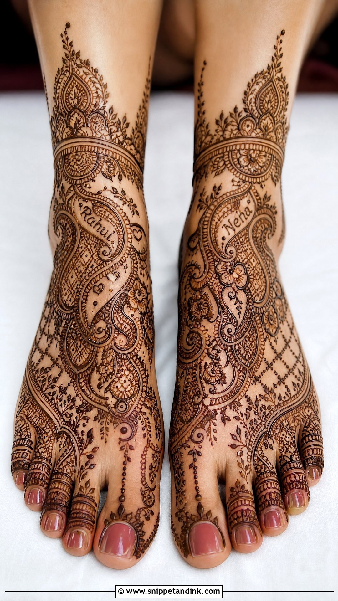 Bridal Foot Mehndi With Name - Snippet and Ink - 20 Simple Indian Bridal Mehndi Leg Mehendi Design Ideas