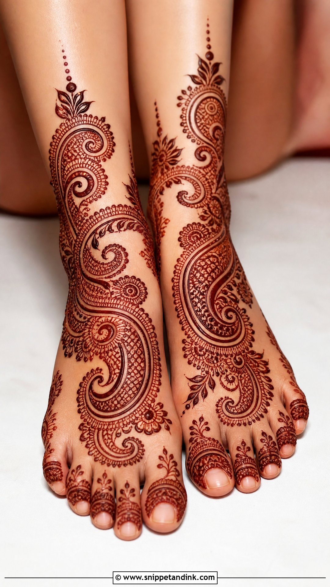 Bridal Foot Mehndi With Paisley - Snippet and Ink - 20 Simple Indian Bridal Mehndi Leg Mehendi Design Ideas