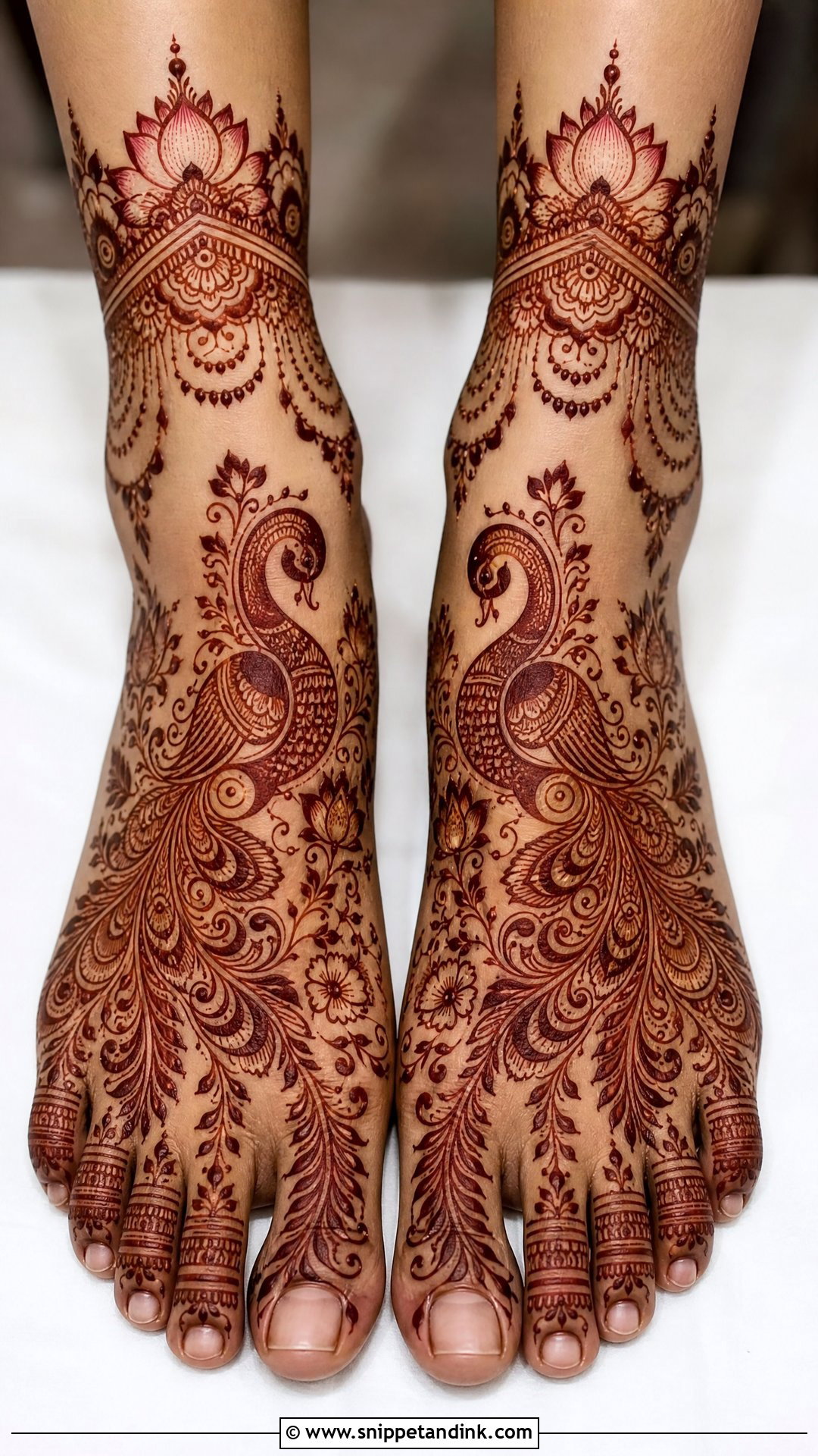 Bridal Foot Mehndi With Peacock - Snippet and Ink - 25 Bridal Foot Mehndi Designs