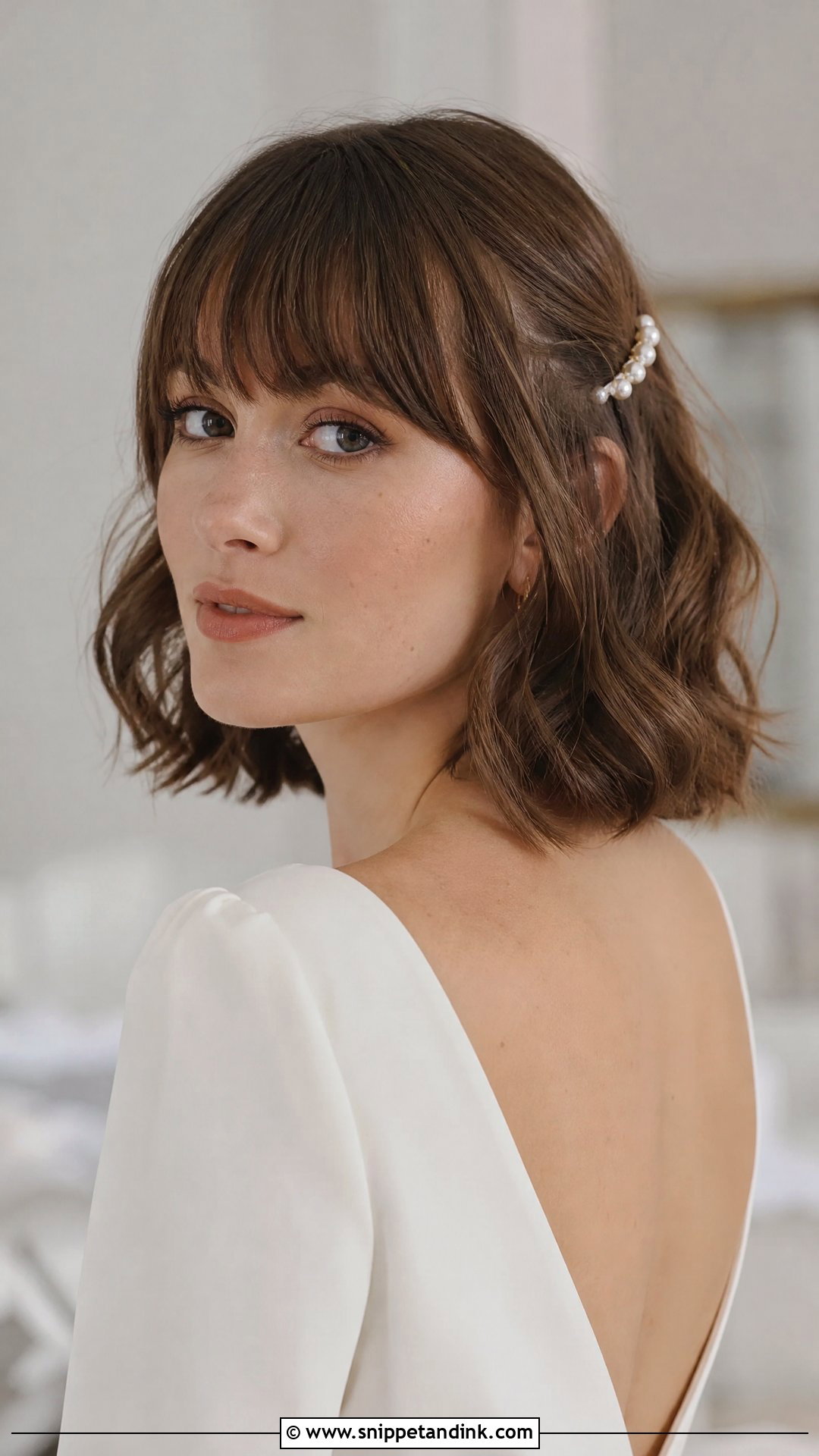 Bridal French Fringe Bob - Snippet and Ink - 15 Bridal Hair Fringe Ideas
