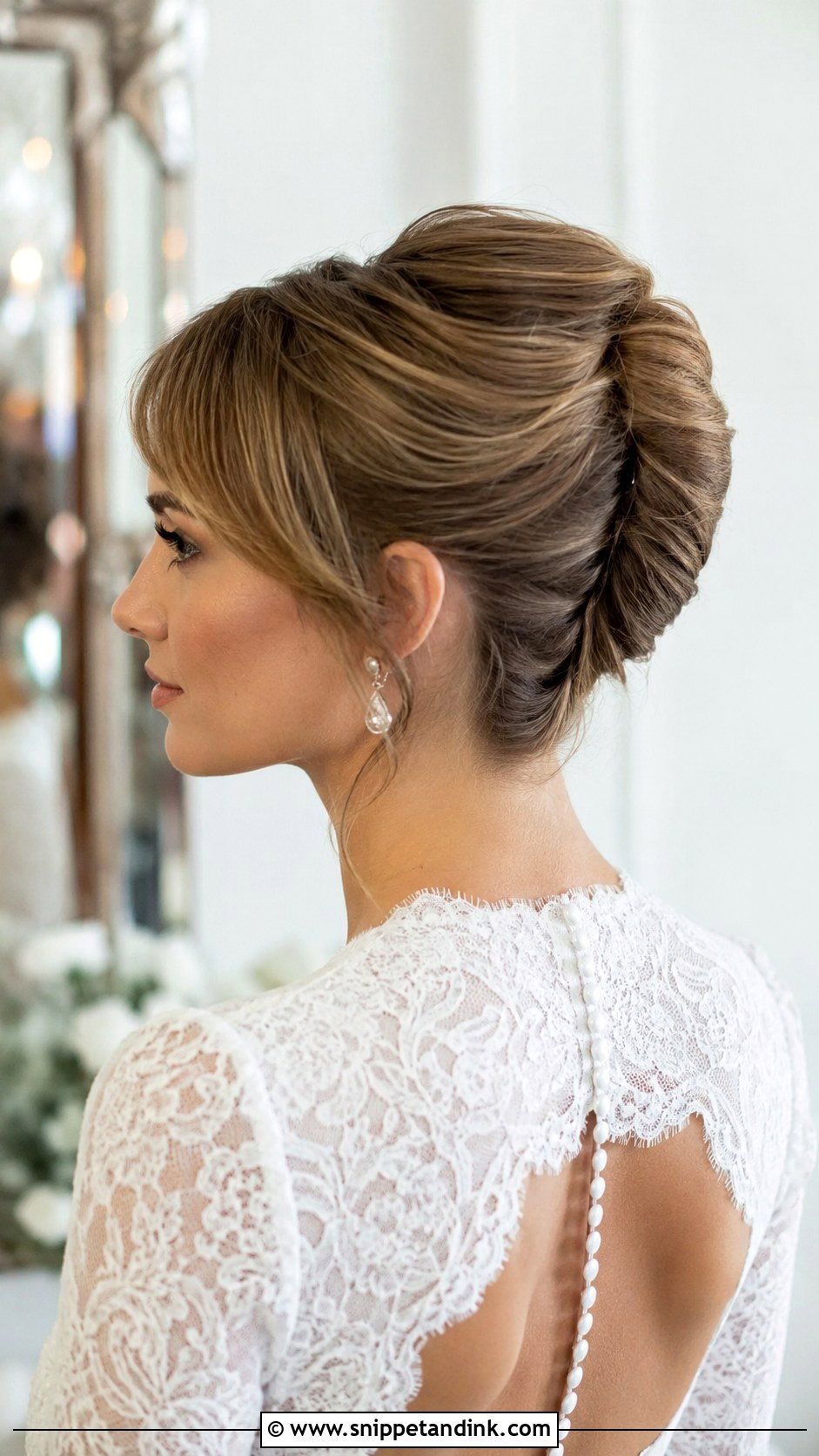 Bridal French Twist With Bangs - Snippet and Ink - 20 Bridal Hairstyle with Bangs
