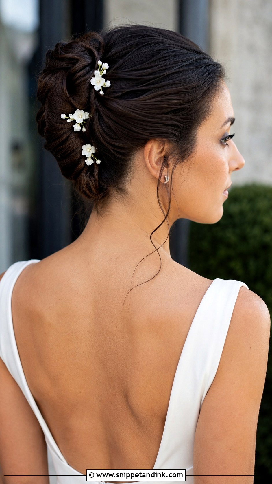 Bridal French Twist With Flowers - Snippet and Ink - 20 Bridal Hairstyle with Flowers