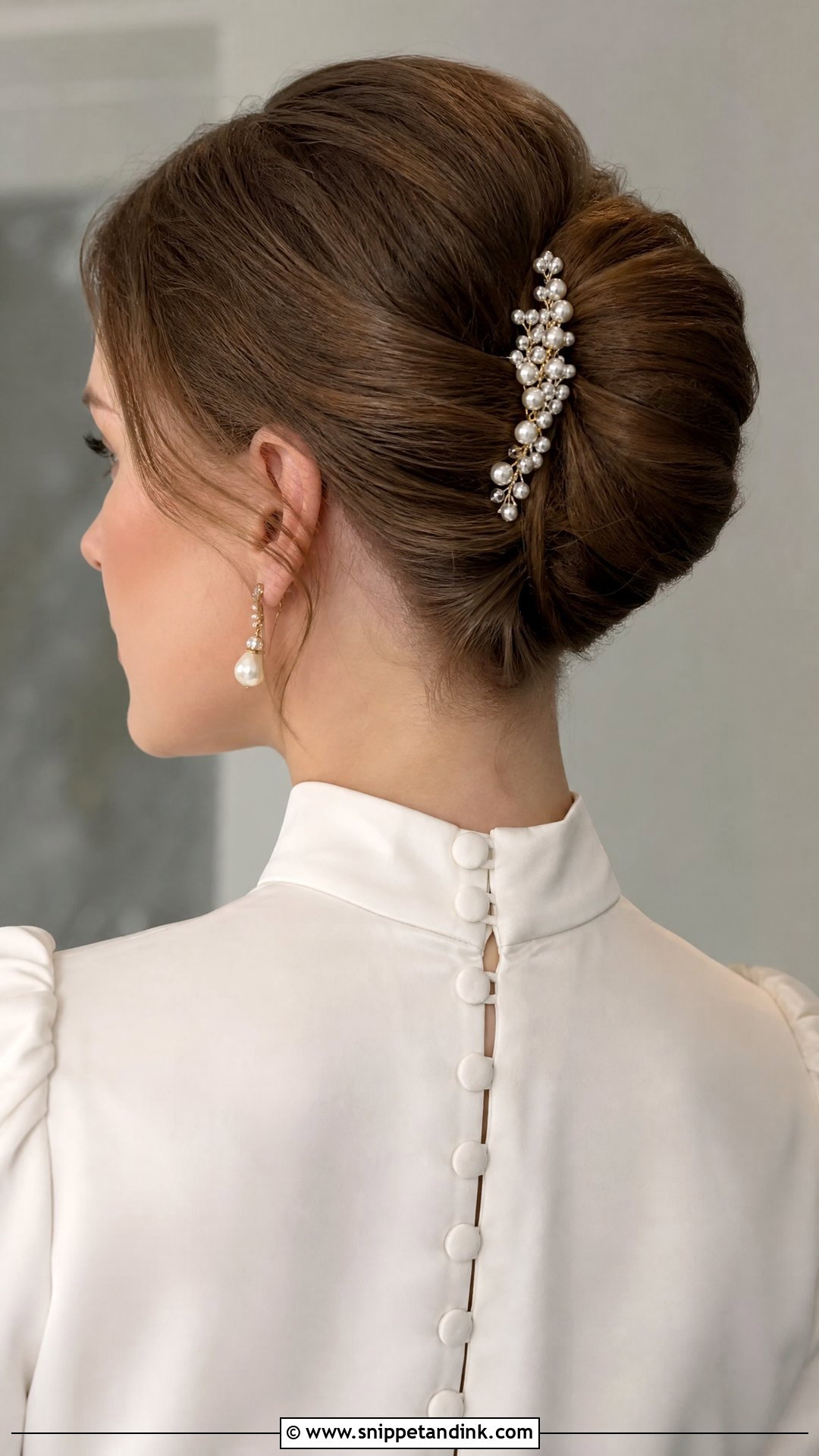 Bridal French Twist With Pearl Comb - Snippet and Ink - 15 Bridal Hair Accessory Ideas